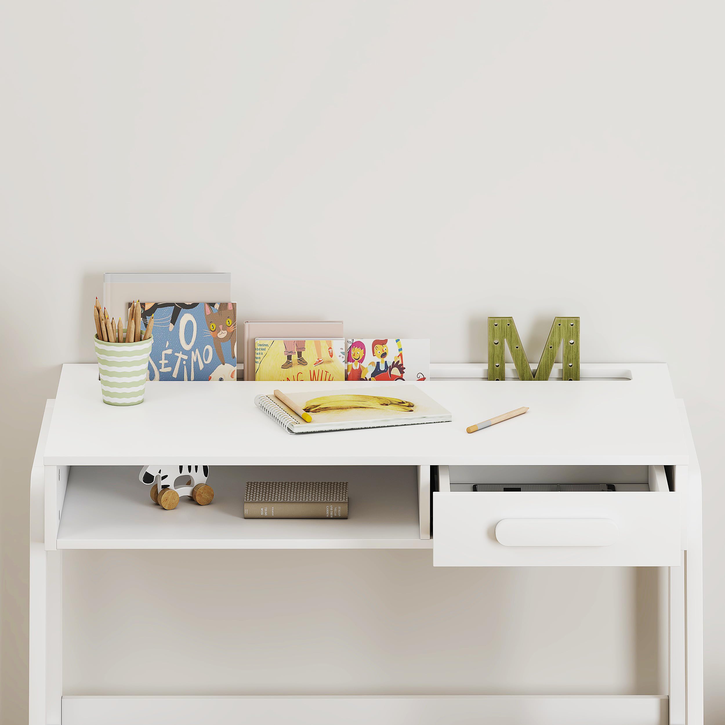 UTEX Kids Desk and Chair Set - Adjustable Wooden Study Desk with Storage Drawers, Ergonomic Children's Writing Table & Computer Workstation for Homework, Online Learning in Bedroom, Study Room or Homeschool Classroom