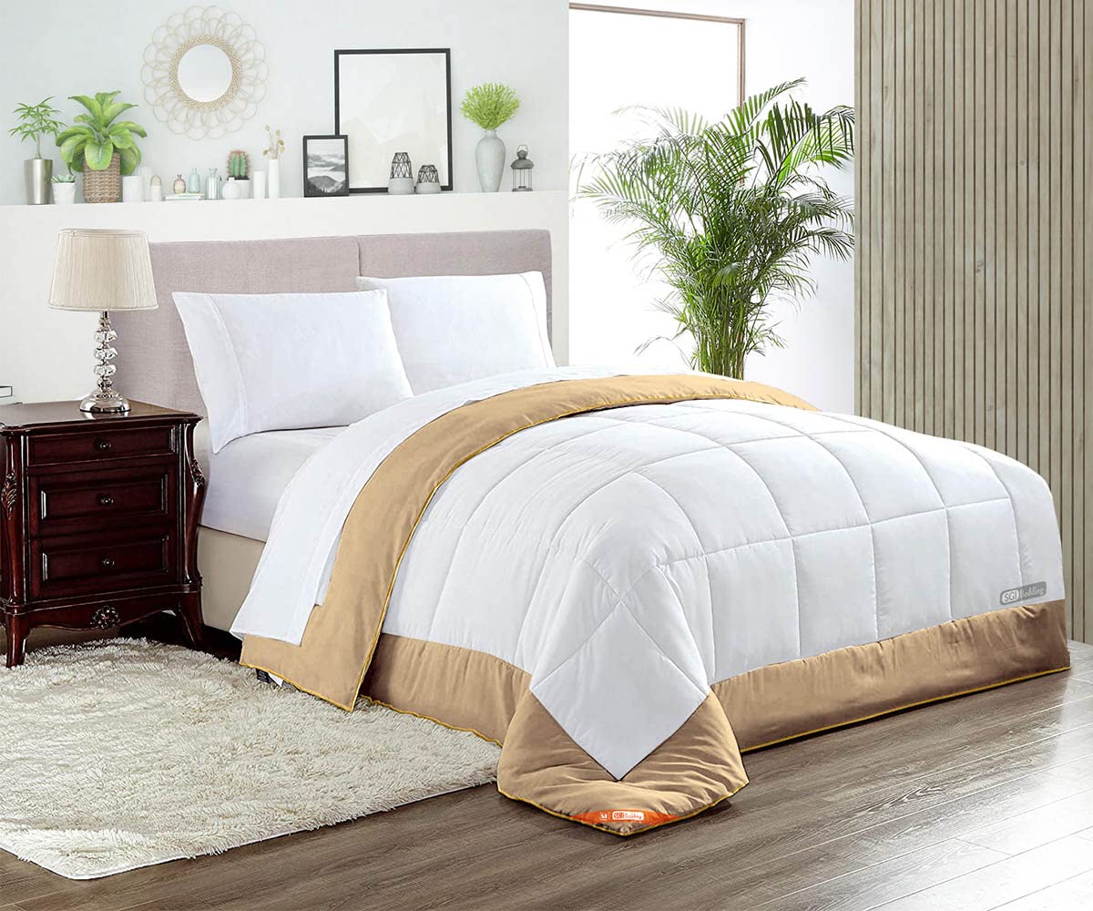 Luxury Twin Comforter Set - 300 GSM Plush Siliconized Microfiber Fill, Two-Tone Taupe Duvet Insert with Box Stitch Design | Ultra Soft Microfiber Shell & Matching Pillowcases | Perfect for Bedroom, Guest Room & Dorm Use