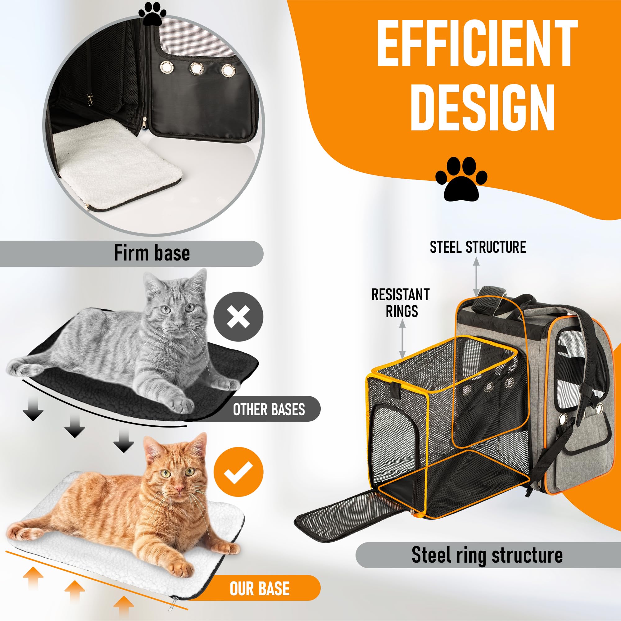 **Expandable Cat Backpack Carrier with Hair Removal Brush - Breathable Mesh Pet Carrier for Small Dogs & Cats Up to 17 lbs - Perfect for Travel, Hiking & Outdoor Adventures**
