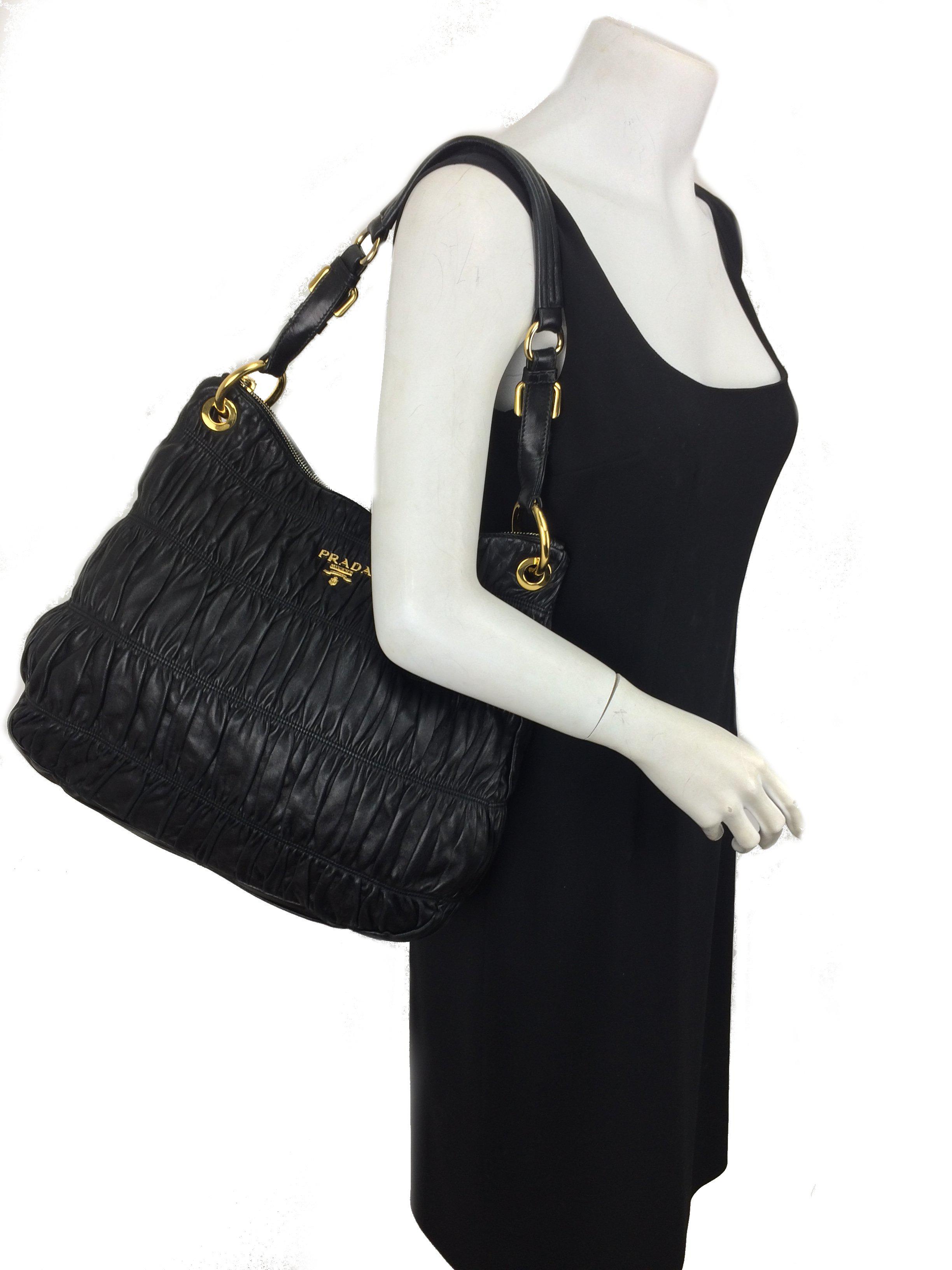 Prada Nappa Gaufre Zip Hobo Bag - Luxury Leather Shoulder Handbag for Women | Perfect for Work, Travel & Evening Events