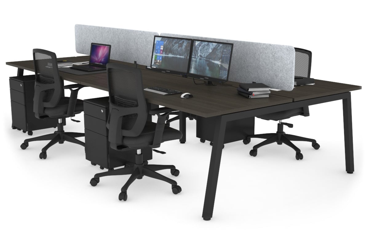 Quadro 4-Person Office Workstation Desk - 1200L x 800W with Cable Management Scallop - Perfect for Collaborative Workspaces, Team Meetings & Open Office Environments