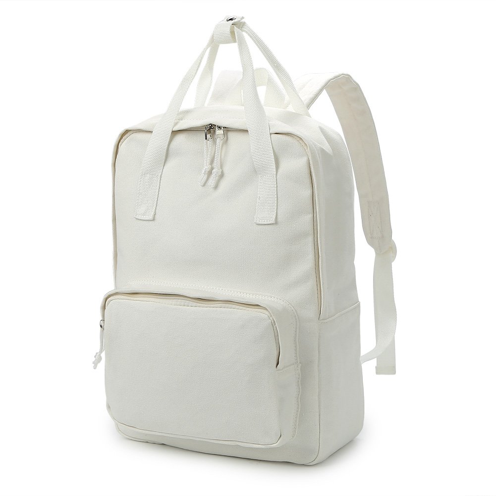 Zicac Unisex DIY Canvas Backpack - Lightweight Daypack & Satchel for School, Travel & Hiking (Beige) | Perfect for Students, Commuters & Outdoor Adventures
