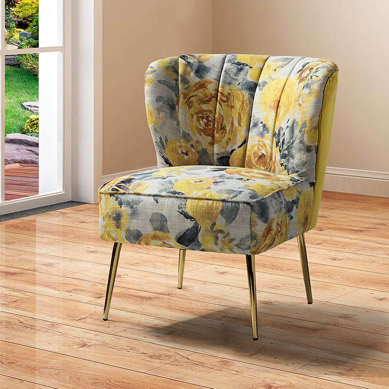 Luxury Coraline Velvet Barrel Chair with Tufted Back & Sturdy Metal Legs - Elegant Accent Chair for Living Room, Bedroom or Office Decor