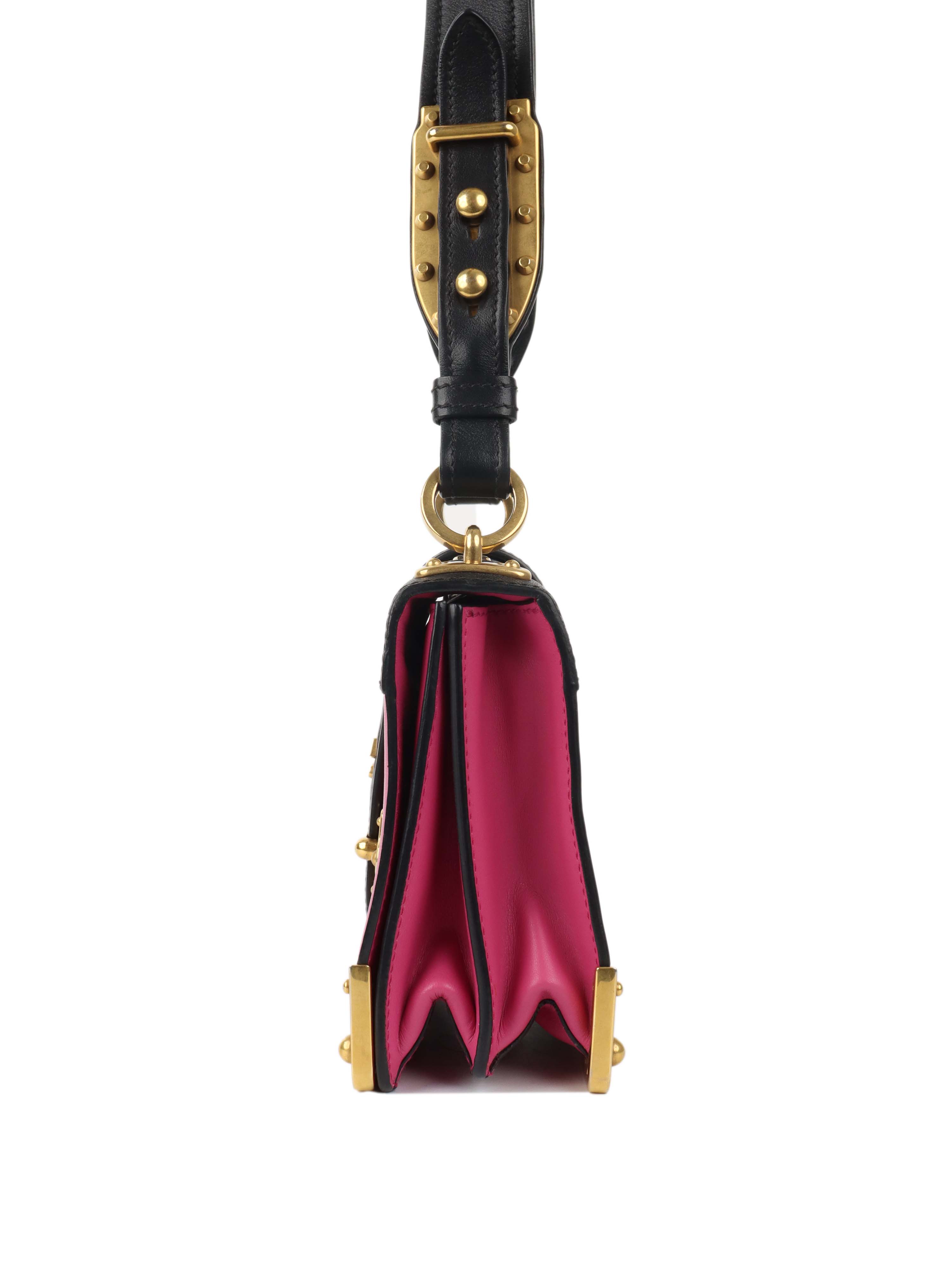 Prada Pink Cahier Leather Crossbody Bag for Women | Luxury Designer Handbag with Adjustable Strap | Perfect for Parties, Date Nights & Everyday Use