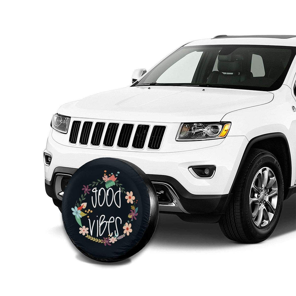 Good Vibes Spare Tire Cover for Jeep, Trailer, RV, Truck - 14, 15, 16, 17 Inch Sunscreen, Dustproof & Corrosion Proof Wheel Protector | Perfect for Off-Road Adventures & Camping Trips