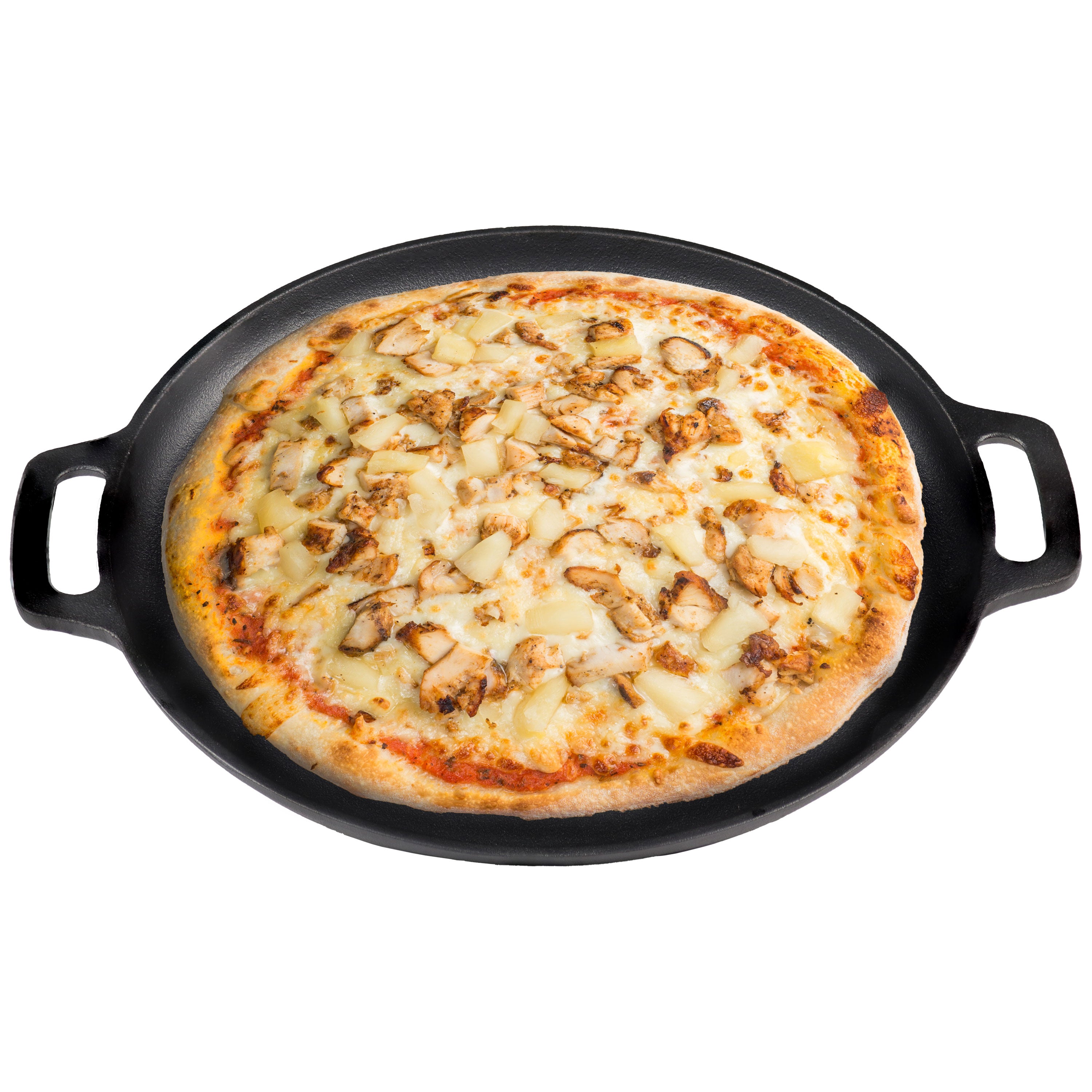 Pre-Seasoned Cast Iron Pizza Pan with 2 Side Handles - 12 Inch Rust-Free Baking Dish for Oven, Grill & Stovetop - Perfect for Homemade Pizza, Bread & Desserts