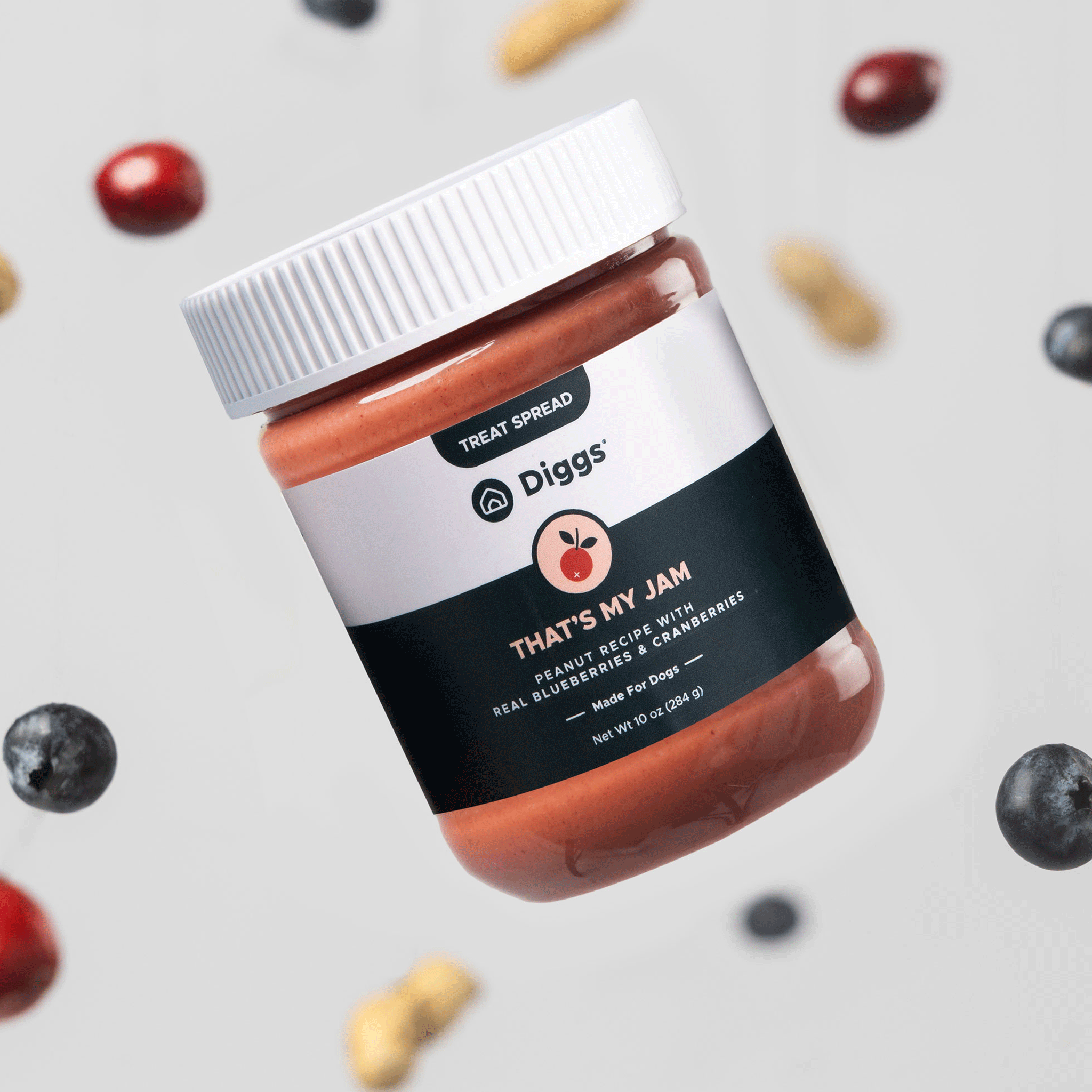 Diggs That's My Jam Spreadable Dog Treat - 10 oz Jar | All-Natural Peanut Butter Flavor for Dogs | Perfect for Training, Lick Mats & Kong Toys