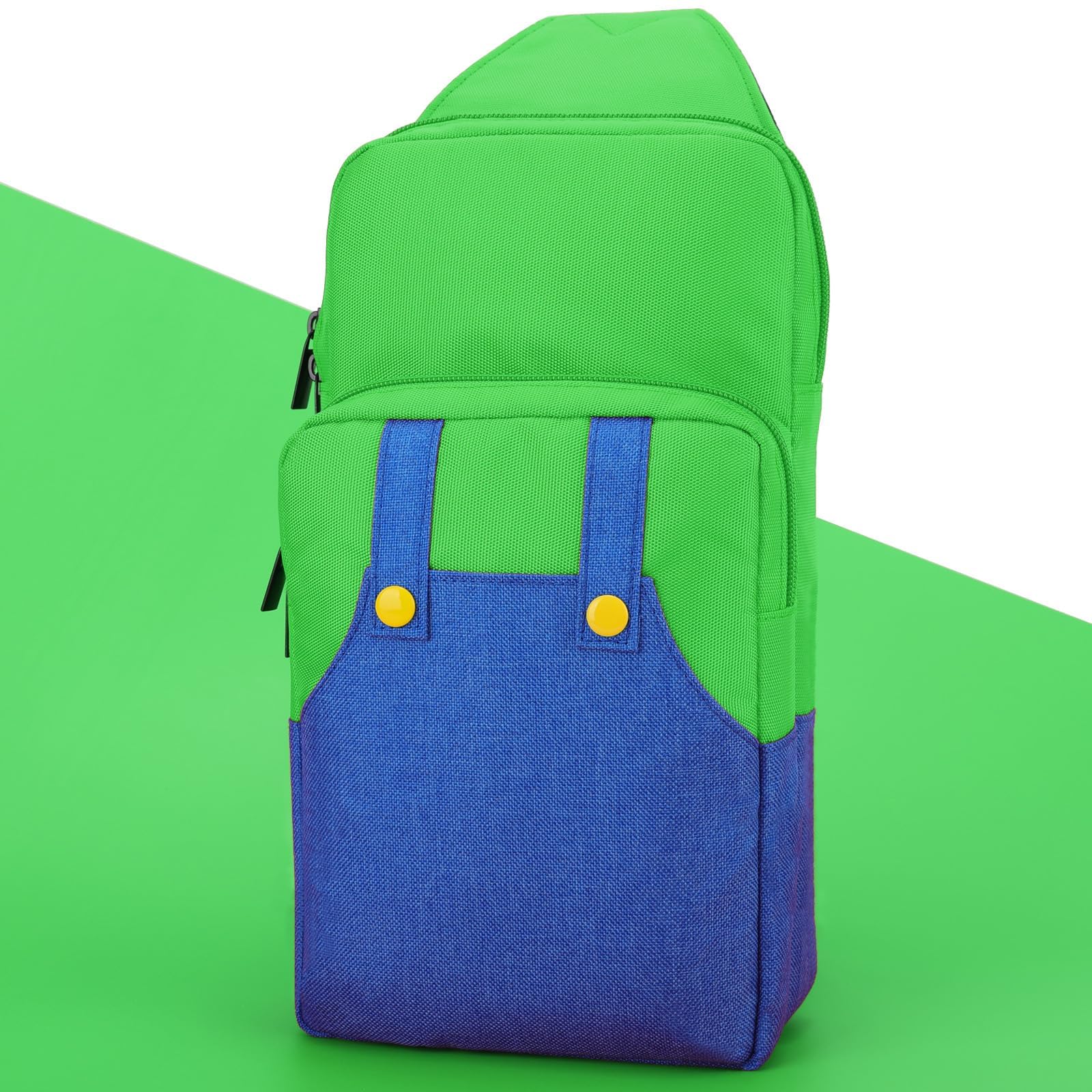 Nintendo Switch/Lite/OLED Travel Bag - Portable Sling Crossbody Shoulder Backpack for NS Console, Charging Dock, Joy-Cons & Accessories (Green & Blue) | Perfect for Gaming on the Go, Travel & Daily Commute