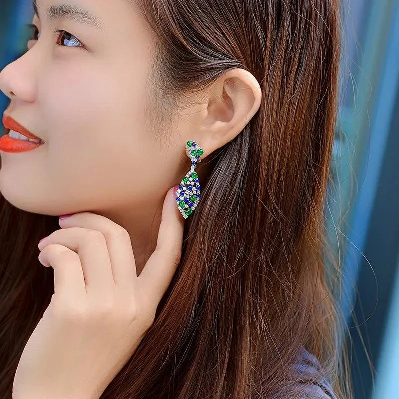 Natural 9.28ctw Cabochon Round Sapphire Emerald Diamond Earrings in 18K Gold - Vintage English Lock Design for Women - Perfect for Weddings, Parties & Special Occasions
