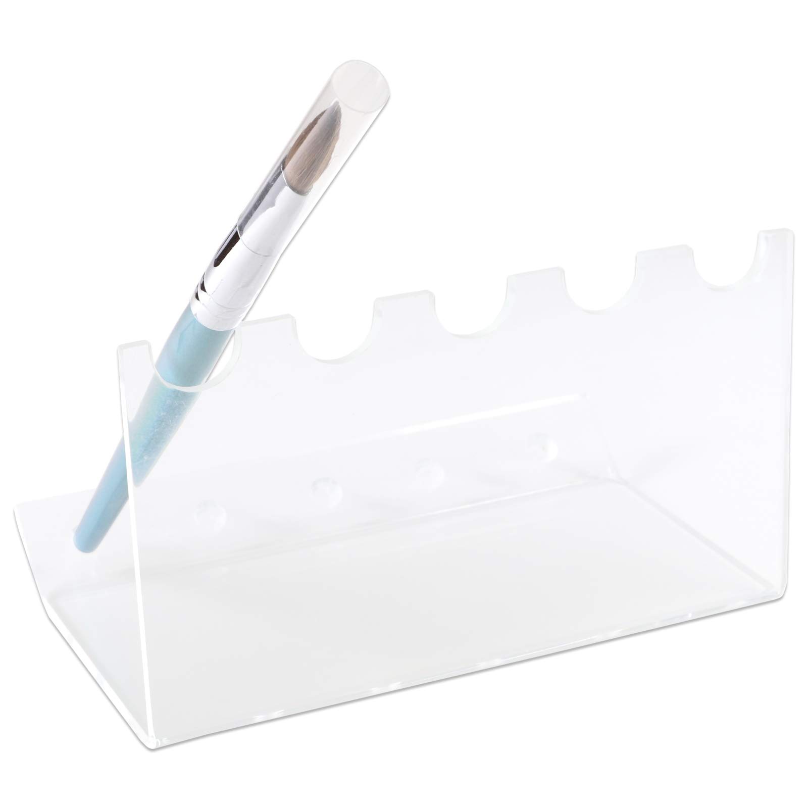 Beauticom 5-Slot Clear Acrylic Makeup Brush Holder - Vertical Organizer for Cosmetic Brushes, Nail Art Tools, Pens & Markers (50-Pack) - Perfect for Salon, Vanity & Bathroom Storage