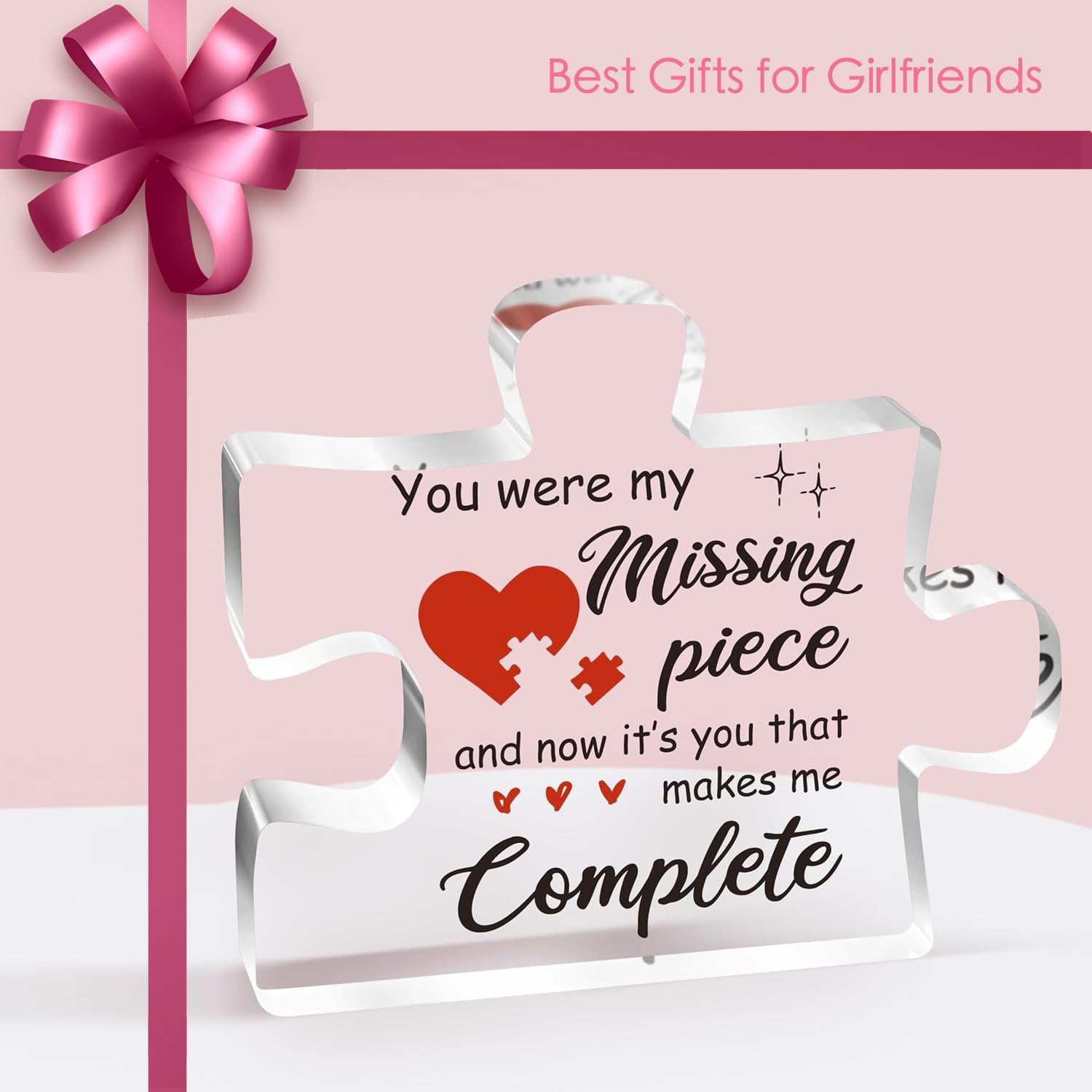 Personalized Engraved Acrylic Puzzle Plaque - Romantic Couples Gift for Valentine's Day, Anniversary & Birthday - Unique Present for Her/Him, Girlfriend/Boyfriend, Wife/Husband - Perfect for Home Decor, Wedding Keepsake & Romantic Surprises