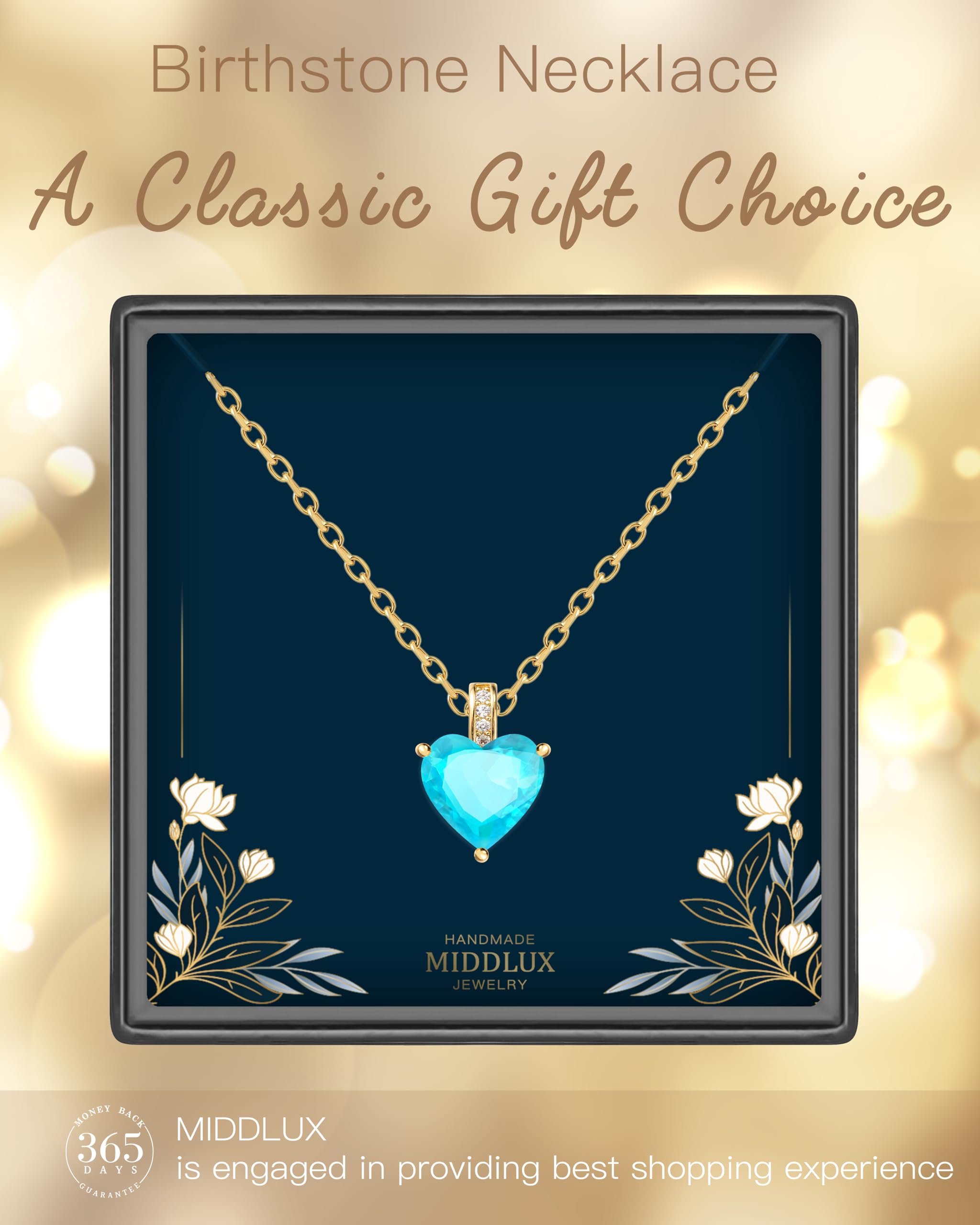 Genuine Birthstone Necklace for Women - Sterling Silver Heart Pendant, Personalized Birthday Gift for Her, Mother's Day Present, Anniversary Jewelry - Perfect for Valentine's Day, Wedding & Special Occasions
