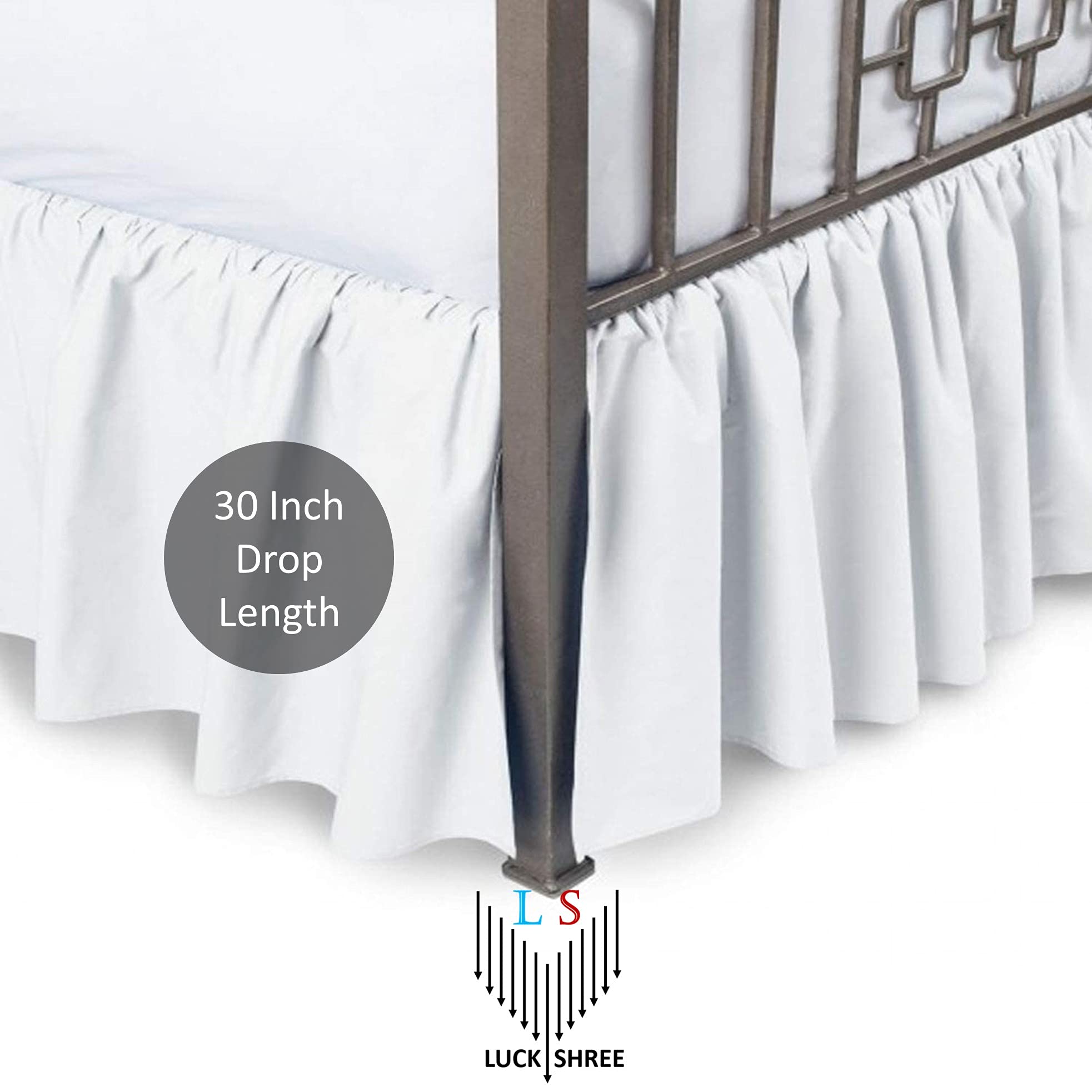 Premium 100% Egyptian Cotton 400-Thread-Count Twin XL Dorm Bed Skirt - 30