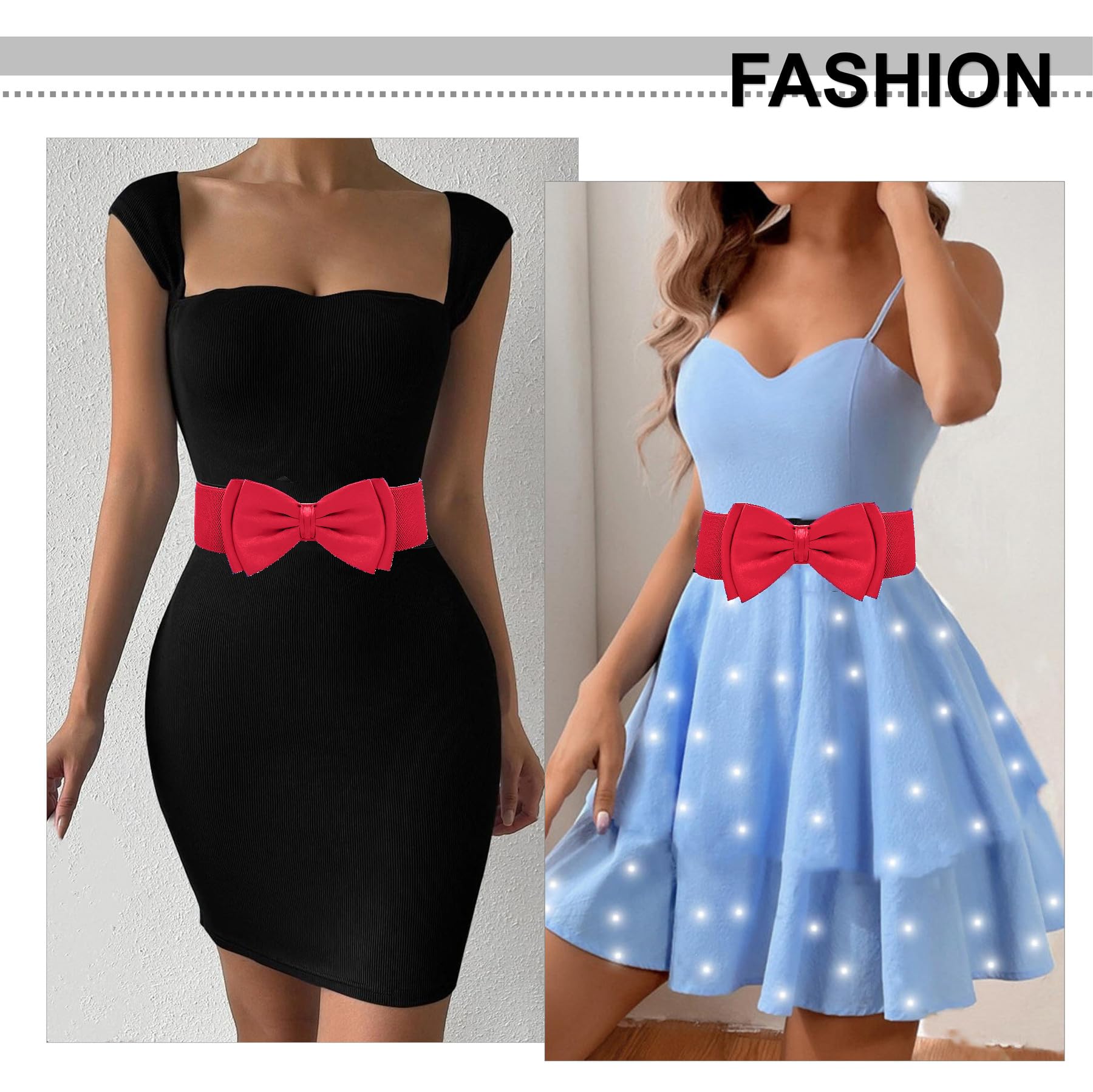 Women's Elastic Wide Waist Belt with Bow - Vintage Style Adjustable Waistband for Dresses | Perfect for Casual Outfits, Office Wear & Special Occasions