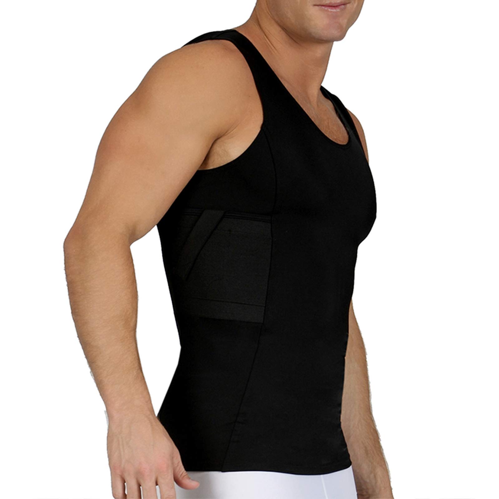 USA Made Concealed Carry Holster for Men - Shoulder & Chest Gun Holster with Compression Tank Top - Black, Small - Perfect for CCW, Tactical Training & Outdoor Activities