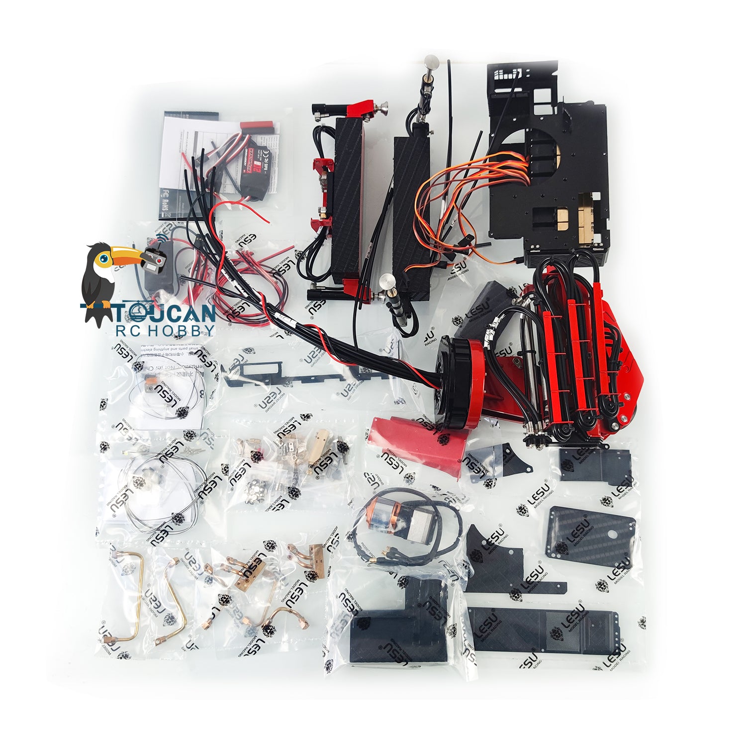 1/14 Scale LESU Radio Control Hydraulic Truck Crane A0014 - Assembled RC Construction Vehicle with Lights, Control Valve & Oil Pump - Compatible with TAMIYA Dump Truck - Perfect for Construction Site Play & Model Collection