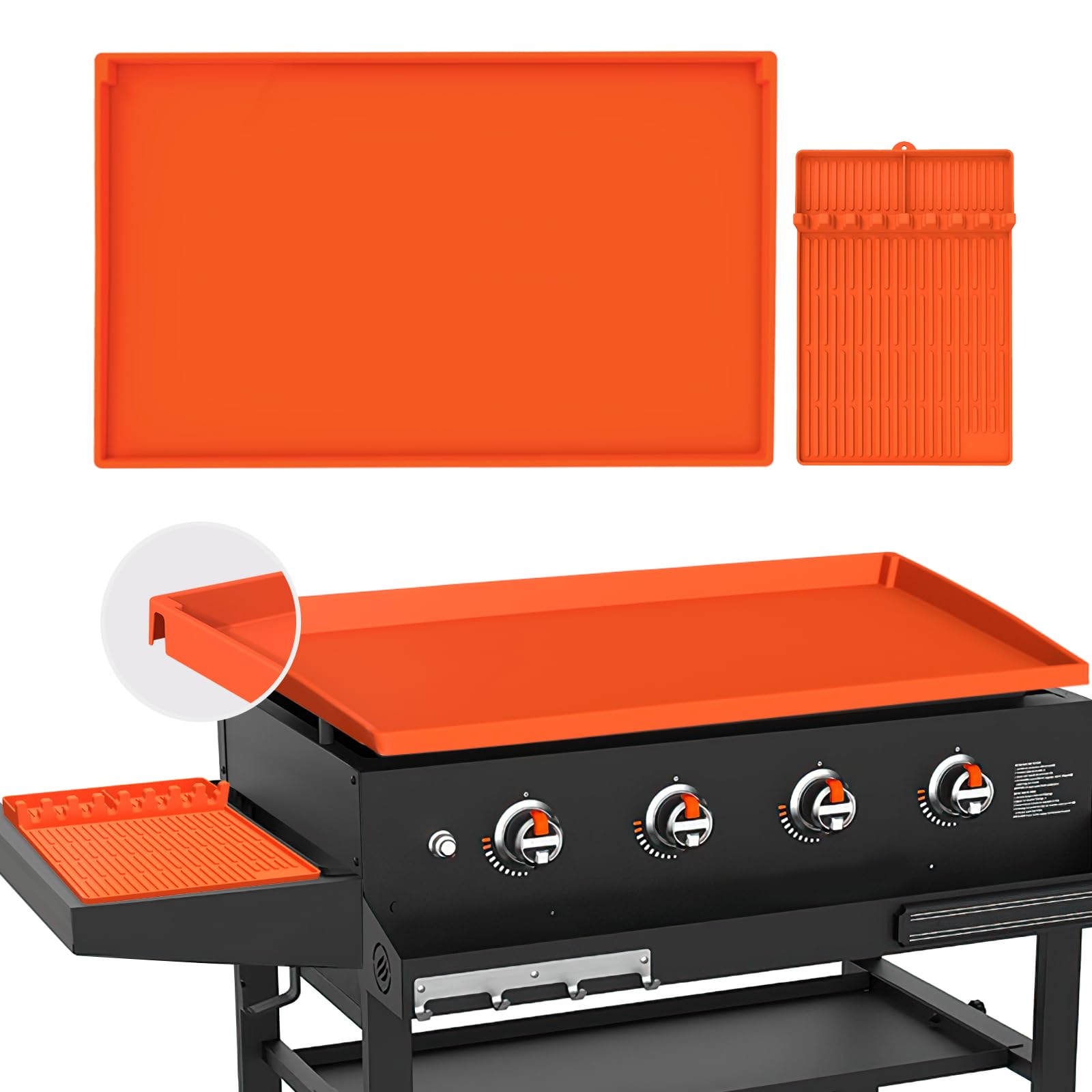 36-Inch Full-Edge Blackstone Silicone Griddle Cover with 16-Inch Spatula Mat | Premium Food-Grade Grill Protector | Reusable Outdoor Cooking Accessory for Blackstone Griddles | Perfect for Backyard BBQs, Camping & Tailgating