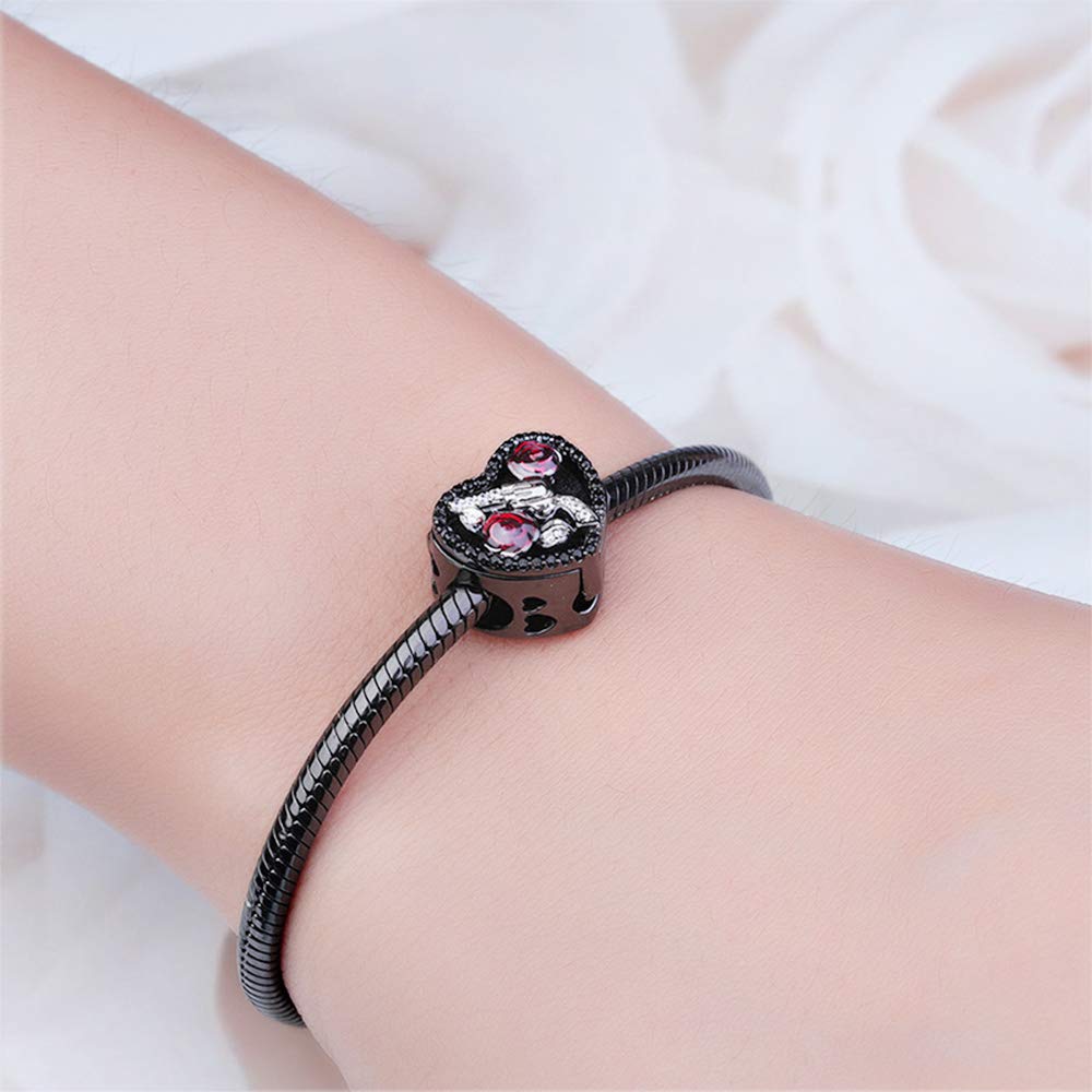 GNOCE Guns & Roses Bead Charm - Sterling Silver Essential Oil Diffuser for Bracelet/Necklace - Gift for Her