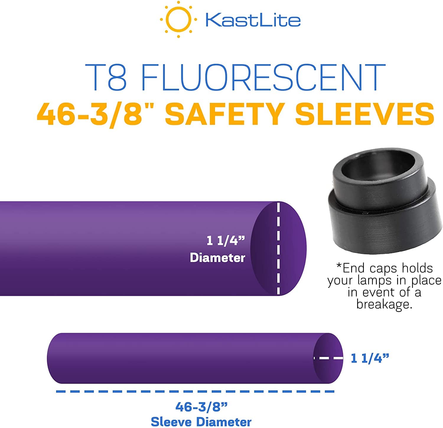 KastLite T8 Fluorescent Light Tube Guard with End Caps - 46-3/8