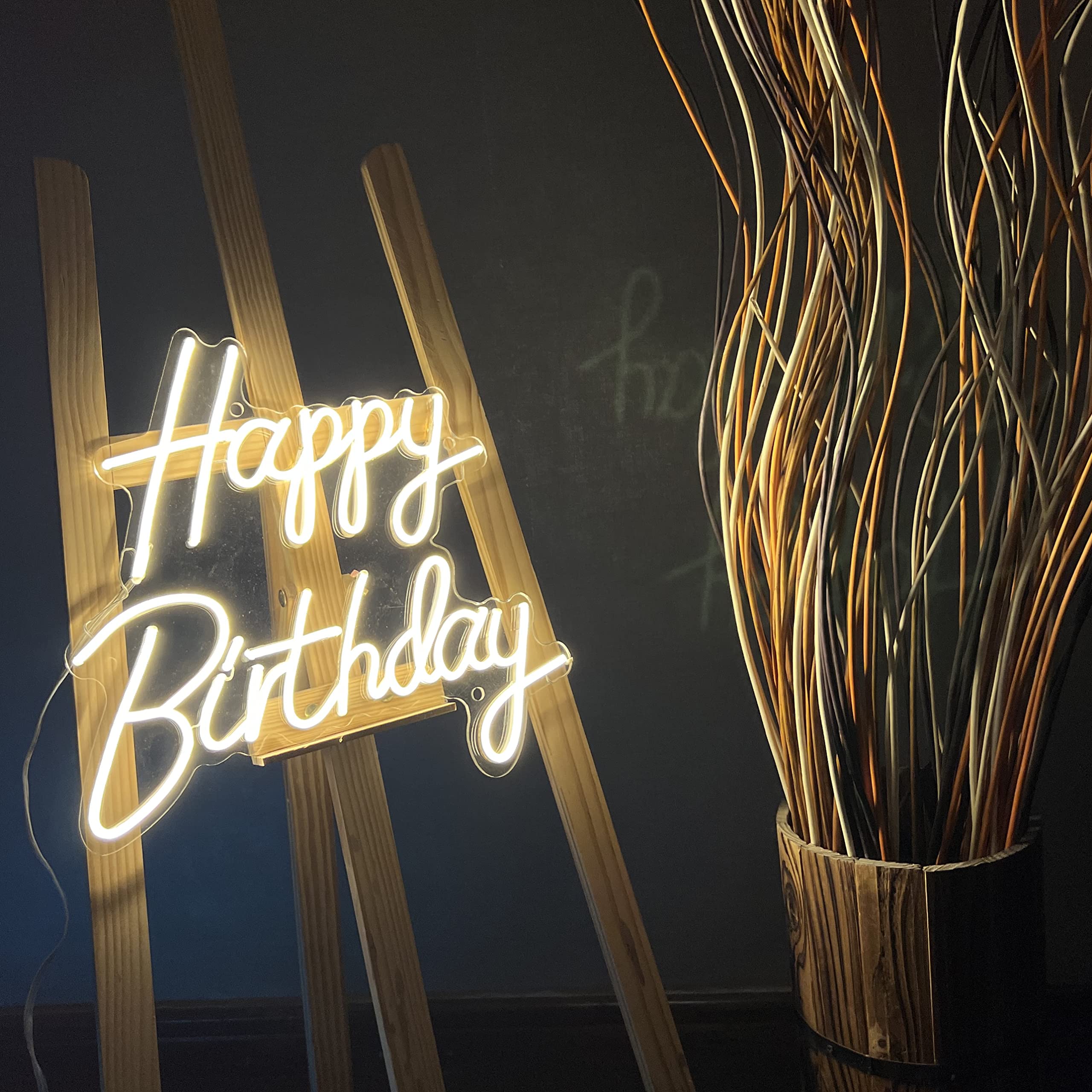 Happy Birthday Neon Sign - Warm White LED Wall Decor for Kids Birthday Party, Backdrop & Home Celebration - Perfect for Wall Hanging, Party Decorations & Unique Birthday Gifts