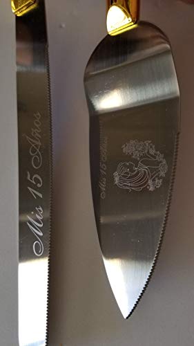 Elegant Gold Quinceañera Cake Knife and Server Set - Sweet 15 Birthday Cake Cutter for Quinceanera Celebrations - Perfect for 15th Birthday Parties, Wedding Anniversaries, and Special Occasions