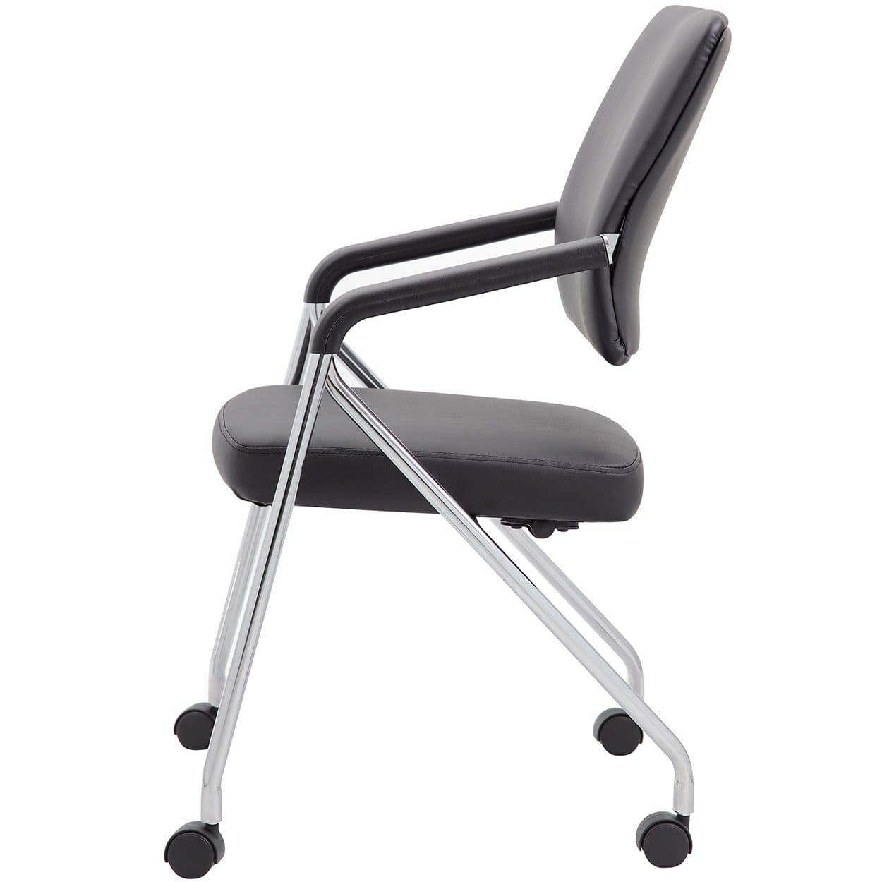 Boss Office Folding Chairs with Wheels - 2 Pack Rolling Conference Chairs, Heavy Duty Swivel Casters for Home Office, Meetings & Events [B1800 CP 2] - Perfect for Conference Rooms, Home Workspaces & Temporary Seating