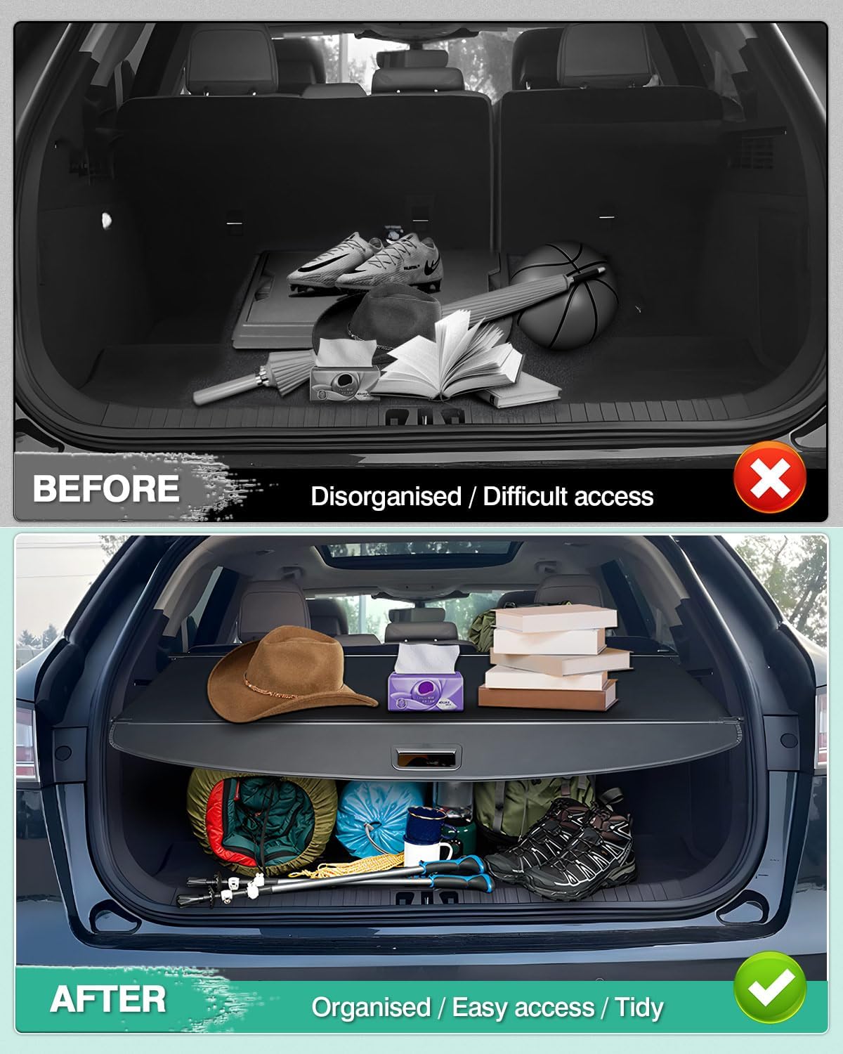 2024-2025 Lincoln Nautilus Retractable Cargo Cover - Durable Trunk Shade Protector for Luggage & Storage | Perfect for Road Trips, Grocery Hauling & Vehicle Organization