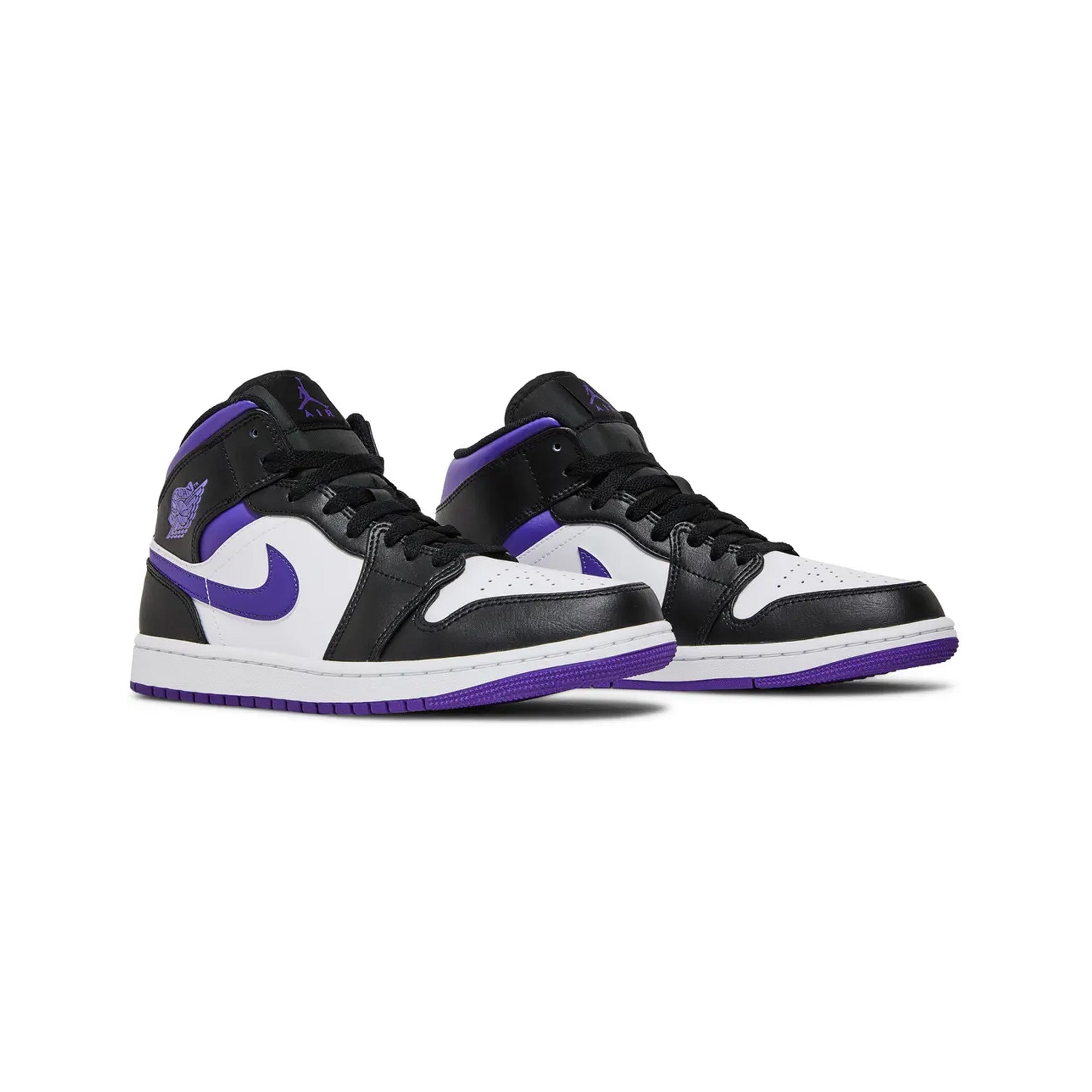 Air Jordan 1 Mid 'White Black Purple' Basketball Shoes (2022) - Men's Retro Sneakers for Casual Wear, Street Style & Basketball Games