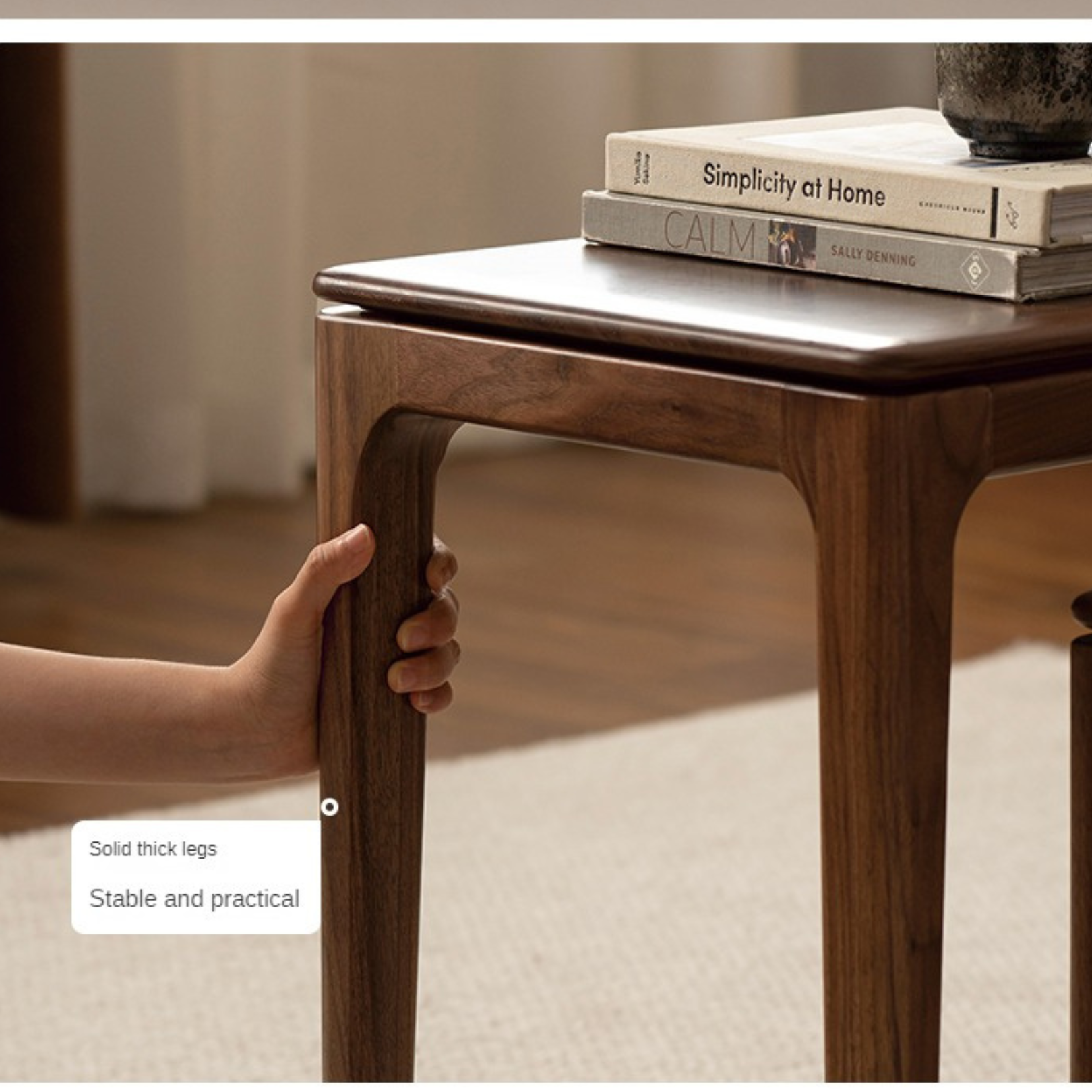 Premium Black Walnut, Ash & Oak Solid Wood Coffee Table - Modern Rustic Living Room Furniture for Home Decor & Entertaining