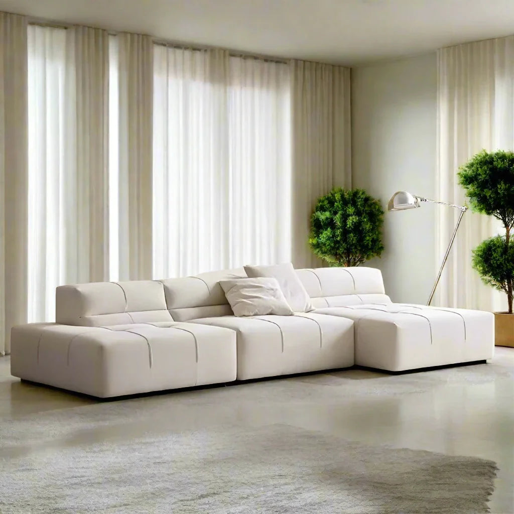Modern Minimalist Luxury Sectional Sofa Set - Corner Couch for Living Room, Lounge & Home Theater - Soft Fabric Upholstery & Comfortable Seating