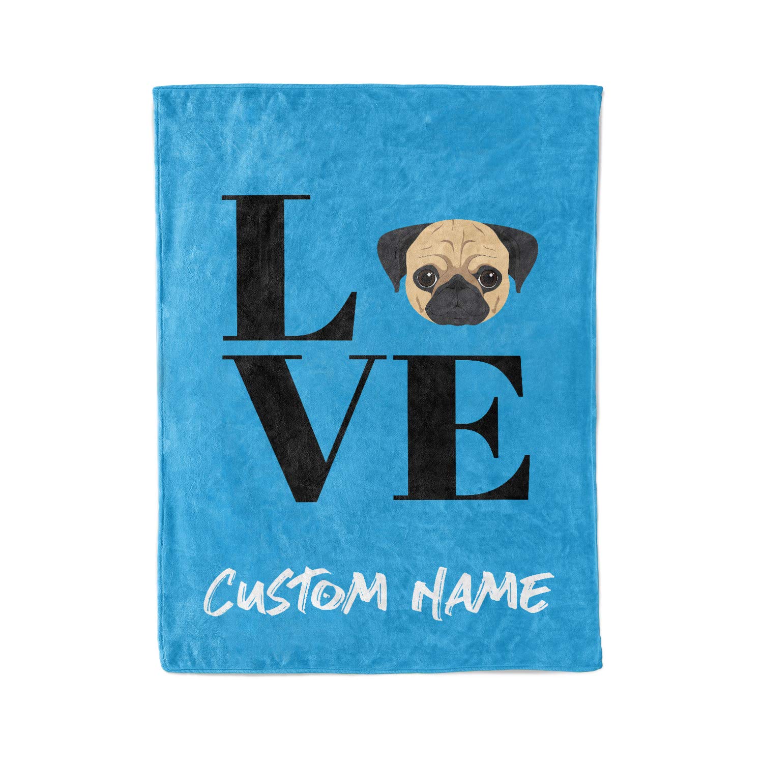 Personalized Pug Fleece Throw Blanket - Custom Name Lightweight Snuggly Blanket for Dog Lovers, Pug Owners, Gifts for Mom Dad Kids - Perfect for Couch Cuddles, Pet Naps & Family Movie Nights