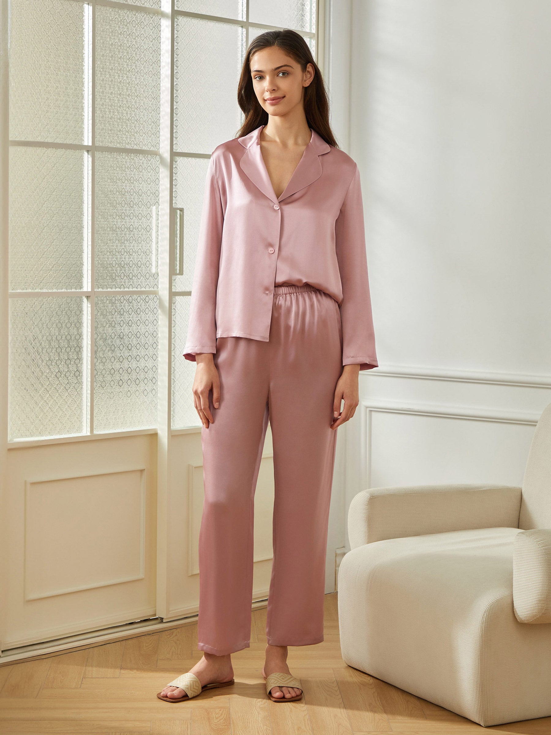 Luxury Classic Silk Sleep Pants for Women - Soft & Comfortable Nightwear for Relaxation, Lounging & Travel - Elegant Sleepwear Gift Set