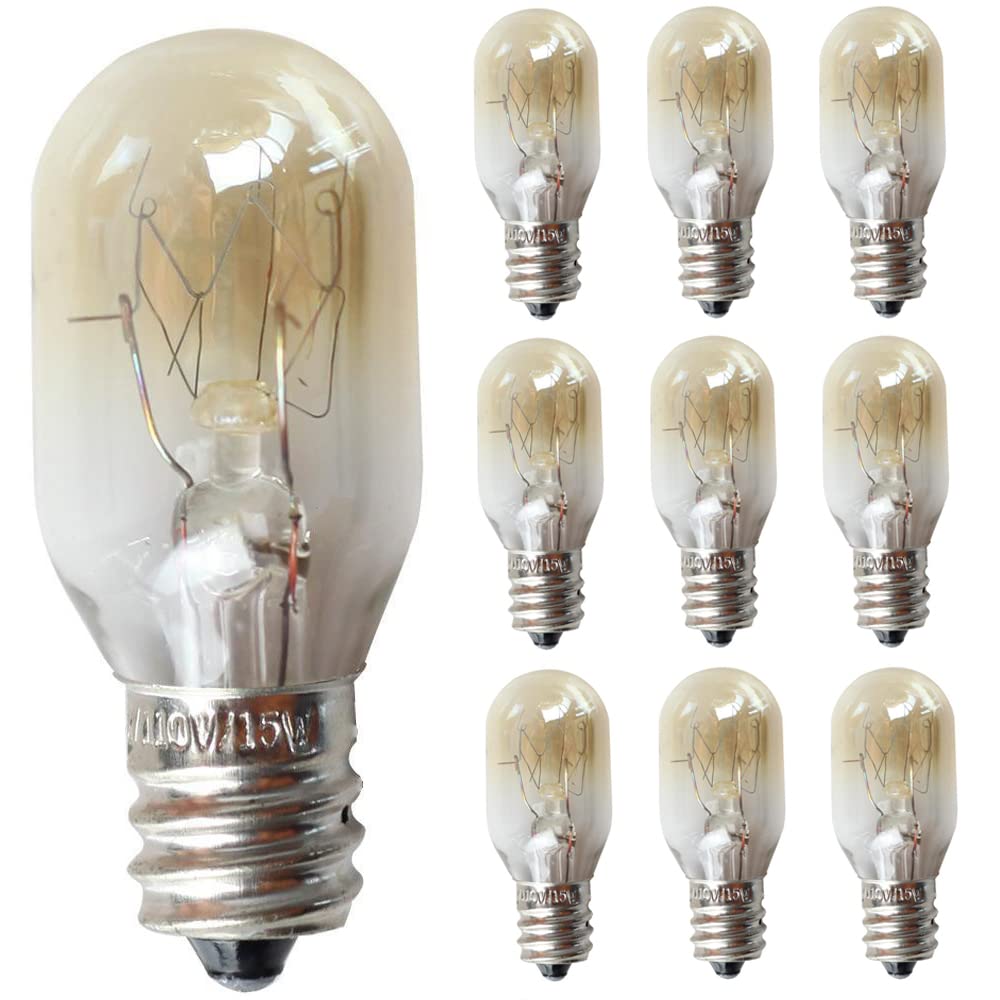 110V 15W Salt Crystal Light Bulb - 2700K Warm White, Heat Resistant for Refrigerator, Oven & Microwave Lighting (Pack of 10) - Perfect for Kitchen Appliances and Decorative Mood Lighting