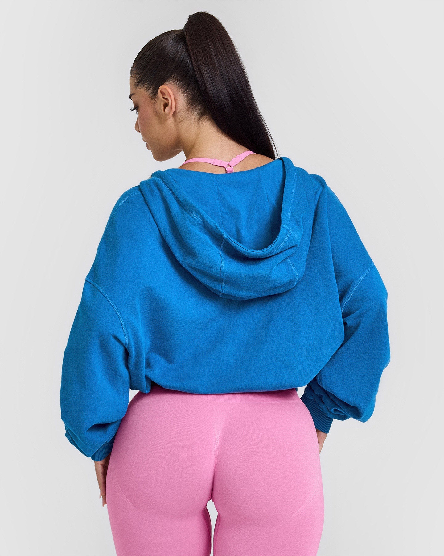 Raw Lounge Oversized Zip Through Hoodie with Graphic Print | Retro Blue Color | Perfect for Casual Wear, Street Style & Loungewear