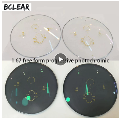 BCLEAR 1.67 Index Photochromic Progressive Lenses - Brown Color Transition Lenses for Reading & Outdoor Activities | UV Protection & Anti-Glare Coating