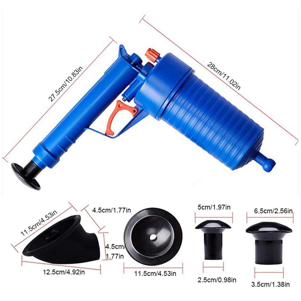 High Pressure Air Drain Blaster - Powerful Drain Clog Remover & Sink Plunger for Bathroom, Toilet, Shower, Kitchen - Unclog Pipes Fast in Bathtubs, Sinks & Drains - Ideal for Home Plumbing Emergencies & Routine Maintenance