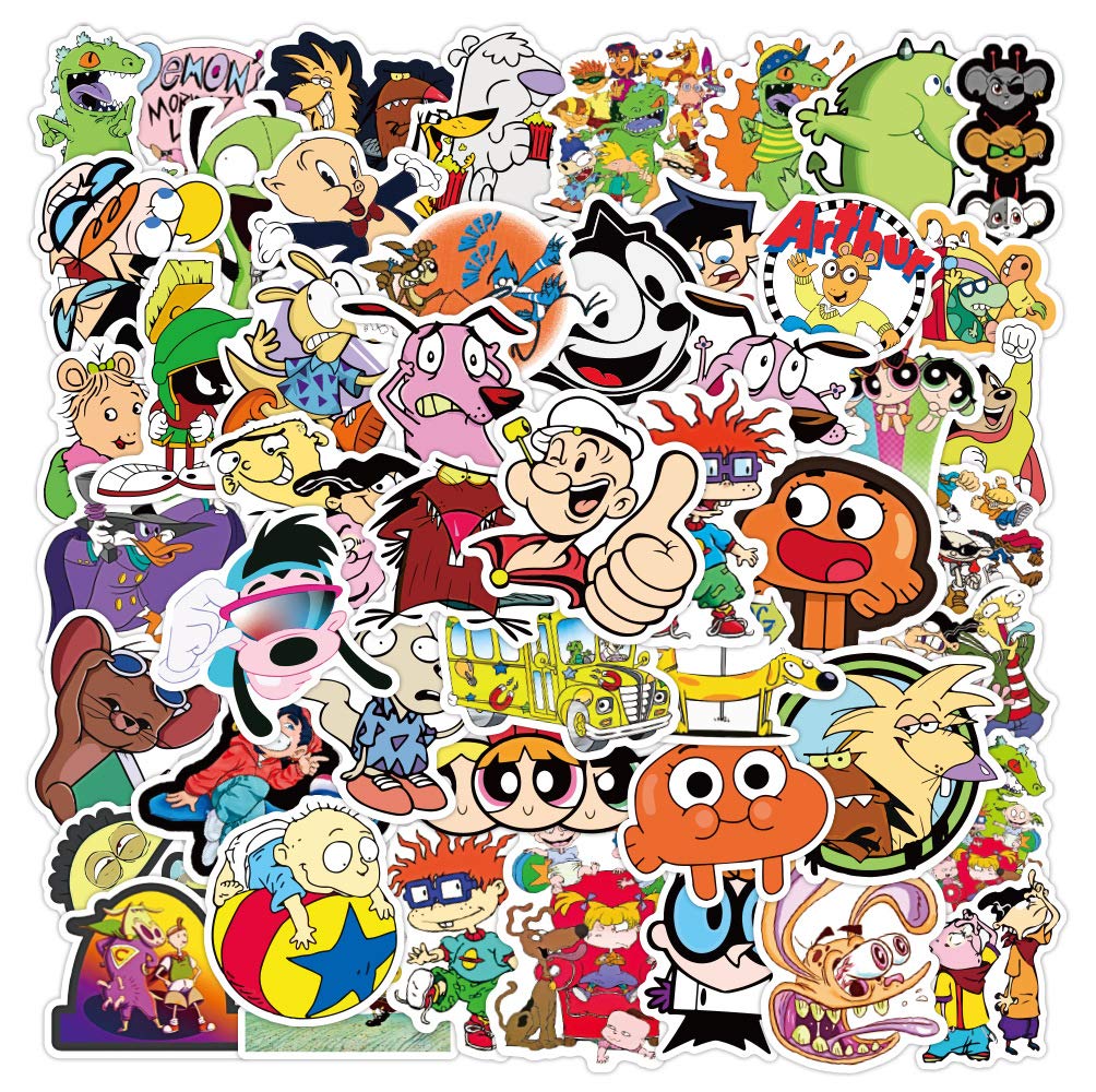 100 Pcs Waterproof Vinyl Stickers for Water Bottles & Skateboards - 90s Cartoon, Cute Anime Theme Stickers for Adults, Kids & Teens | Perfect for DIY Laptop Decoration, Journal Scrapbooking & Gift Wrapping