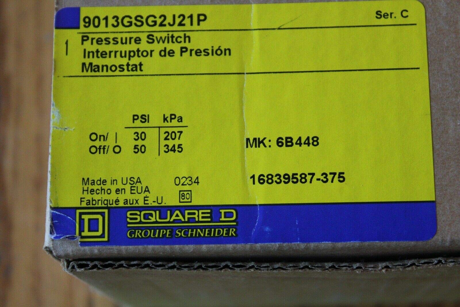 SQUARE D 9013GSG2J21P Pumptrol Pressure Switch - New Replacement for Water Pump Systems - Ideal for Well Pumps, Irrigation & Home Water Pressure Control