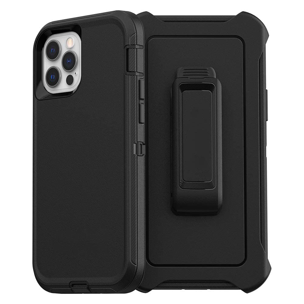 Rugged Defender Case for iPhone 12 & iPhone 12 Pro - Shockproof Protective Cover for Outdoor, Work & Daily Use