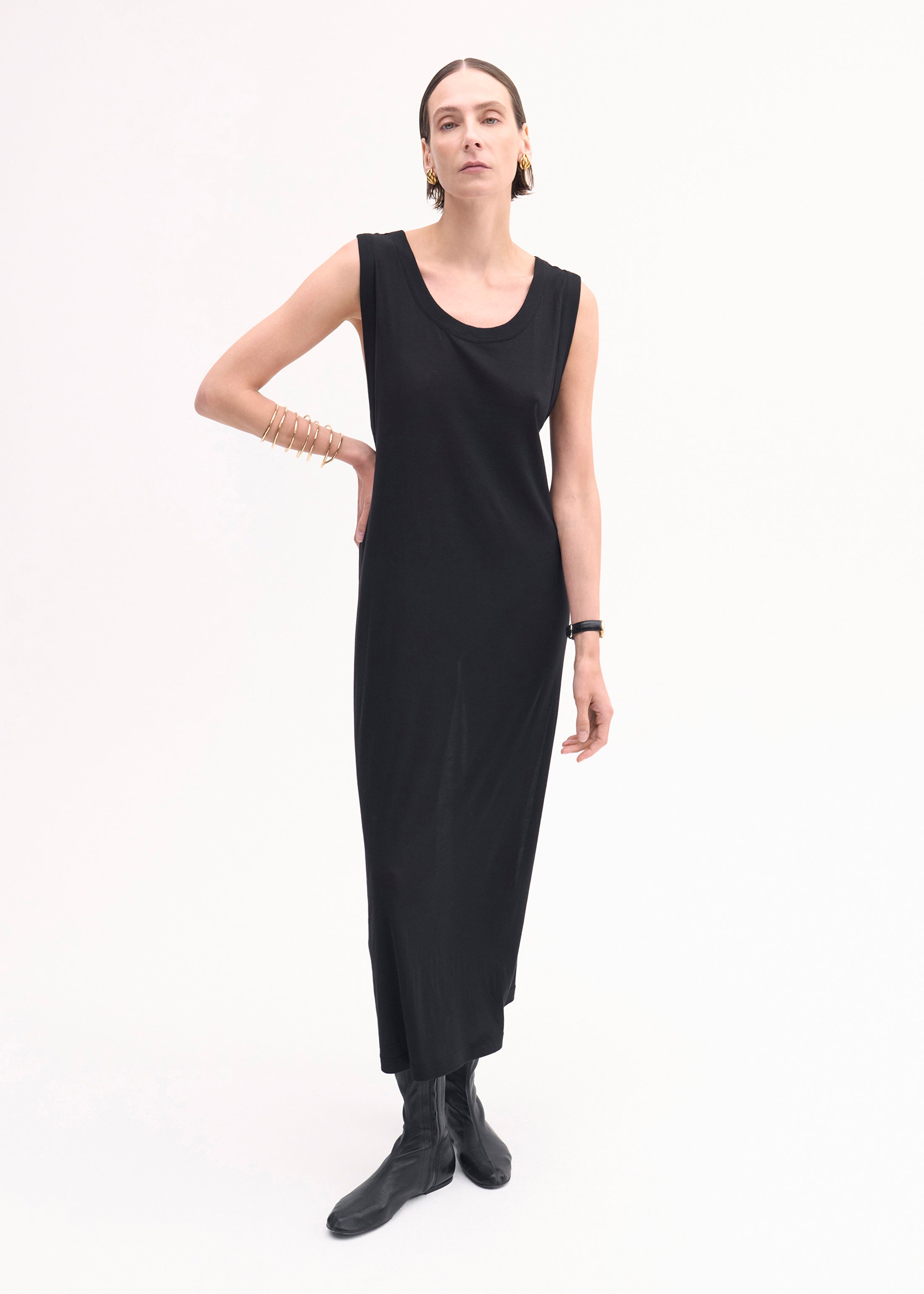 Women's Black Slub Jersey Tank Dress - Casual Summer Wear, Beach Cover Up, and Everyday Outfit
