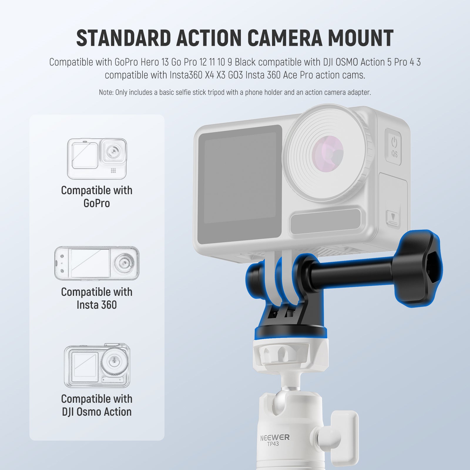 NEEWER TP43 Mini Desktop Selfie Stick Tripod Stand with Phone Holder - Portable & Adjustable for Vlogging, Live Streaming, and Video Calls