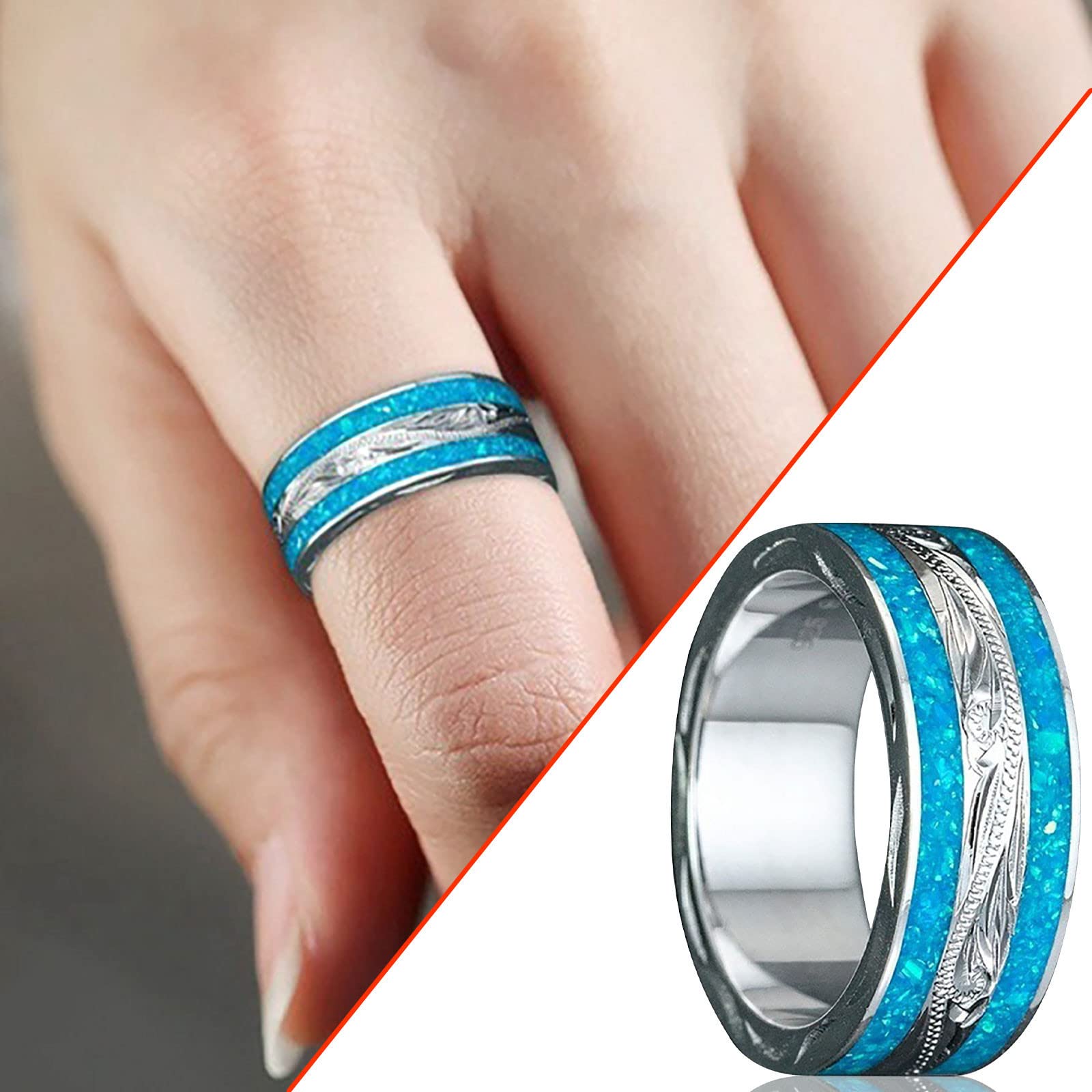 Men's Spinner Ring for Anxiety Relief - Trendy Engagement & Wedding Band Jewelry for Men & Women, Size 6-10 (Silver, 6) - Perfect for Stress Relief, Focus & Everyday Wear