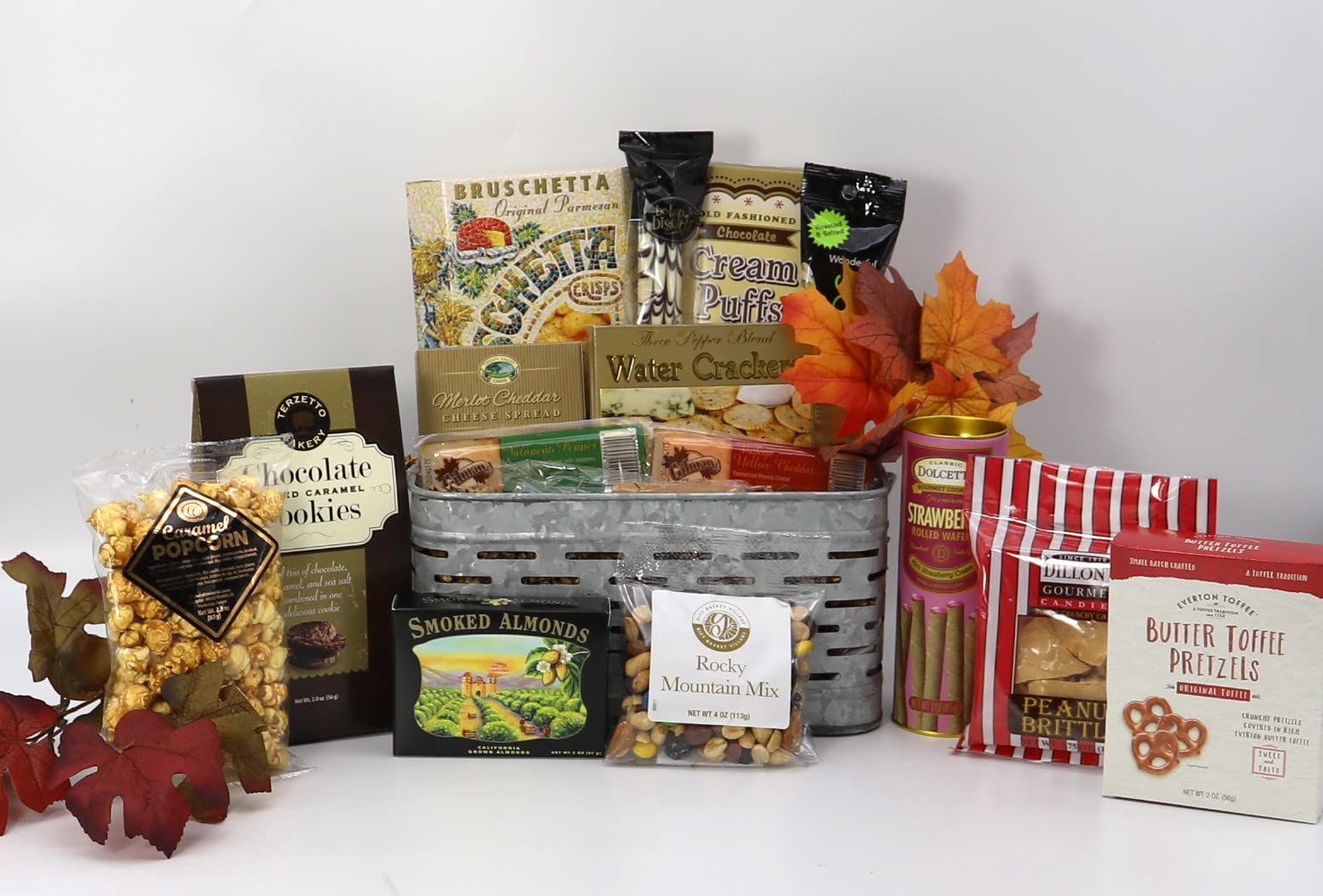 Gourmet Fall Gift Basket - Assorted Cheese, Crackers, Nuts & Wafers Snack Box | Perfect for Thanksgiving, Office Gifts & Autumn Celebrations