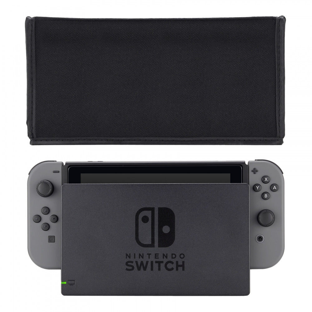 eXtremeRate Black Nylon Dust Cover for Nintendo Switch Dock - Soft Lining Protective Sleeve with Anti-Scratch & Waterproof Design (NSPJ0614) - Perfect for Home, Office, and Travel Use