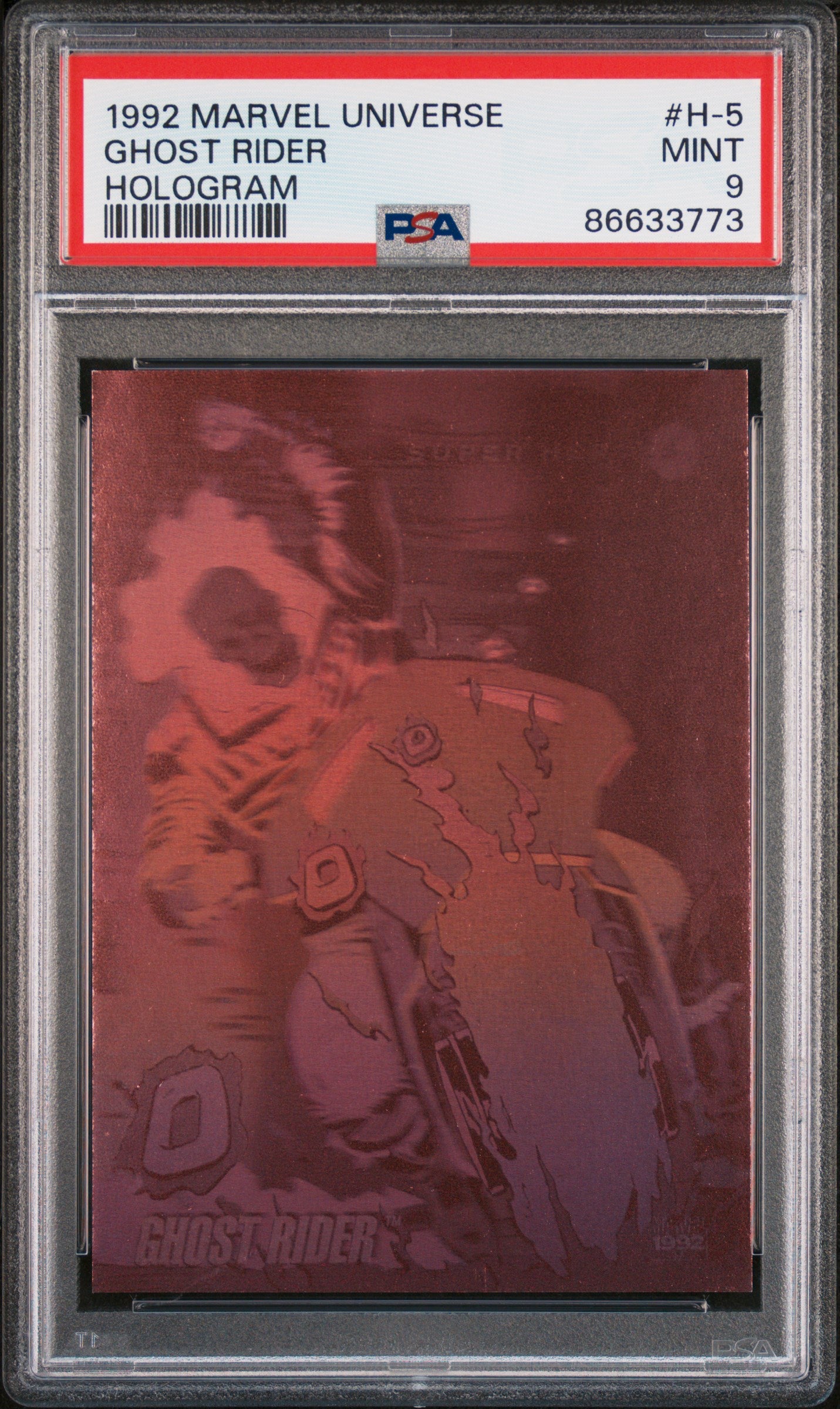 1992 Marvel Universe Hologram Ghost Rider #H5 PSA 9 NM-MT Trading Card - Rare Collectible for Superhero Fans & Comic Book Enthusiasts - Perfect for Display, Investment & Nostalgic Gift Giving