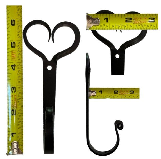 Hand Forged Heart Hook - Solid Wrought Iron Wall Hooks in 3 Sizes (Small, Medium, Large) for Home Decor, Coat Hanging, and Farmhouse Style Organization