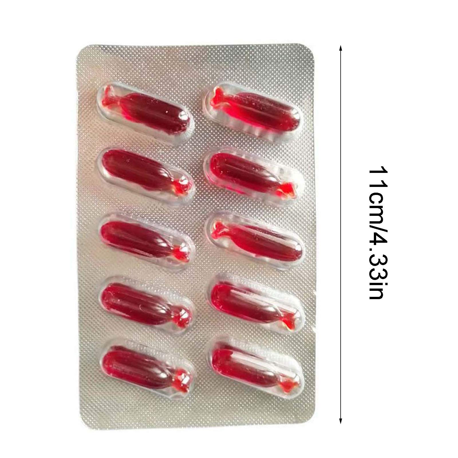 KERDEJAR 10-Pack Fake Blood Capsules for Halloween - Vampire Pills, Scary Prank, Horror Makeup Accessories, Cosplay Props - Perfect for Halloween Parties, Movie Effects & Theatrical Performances