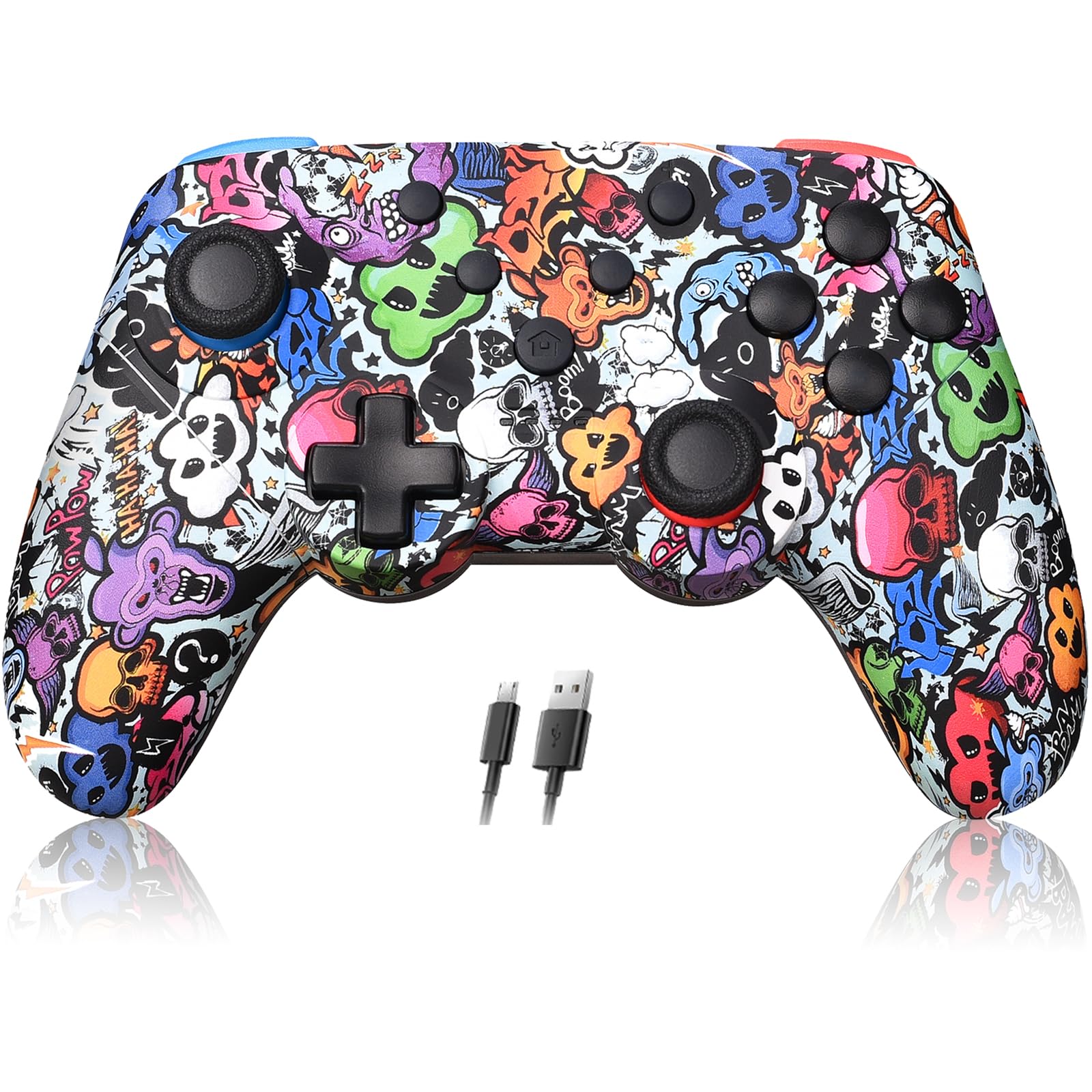 Wireless Controller for Nintendo Switch/Switch Lite/Switch OLED - Compatible with Windows PC, iOS & Android Devices - Dual Shock Vibration, One-Key Pairing, Wake-Up Function, Turbo Mode & Screenshot Button - Perfect for Gaming at Home, Travel or Online Multiplayer Battles