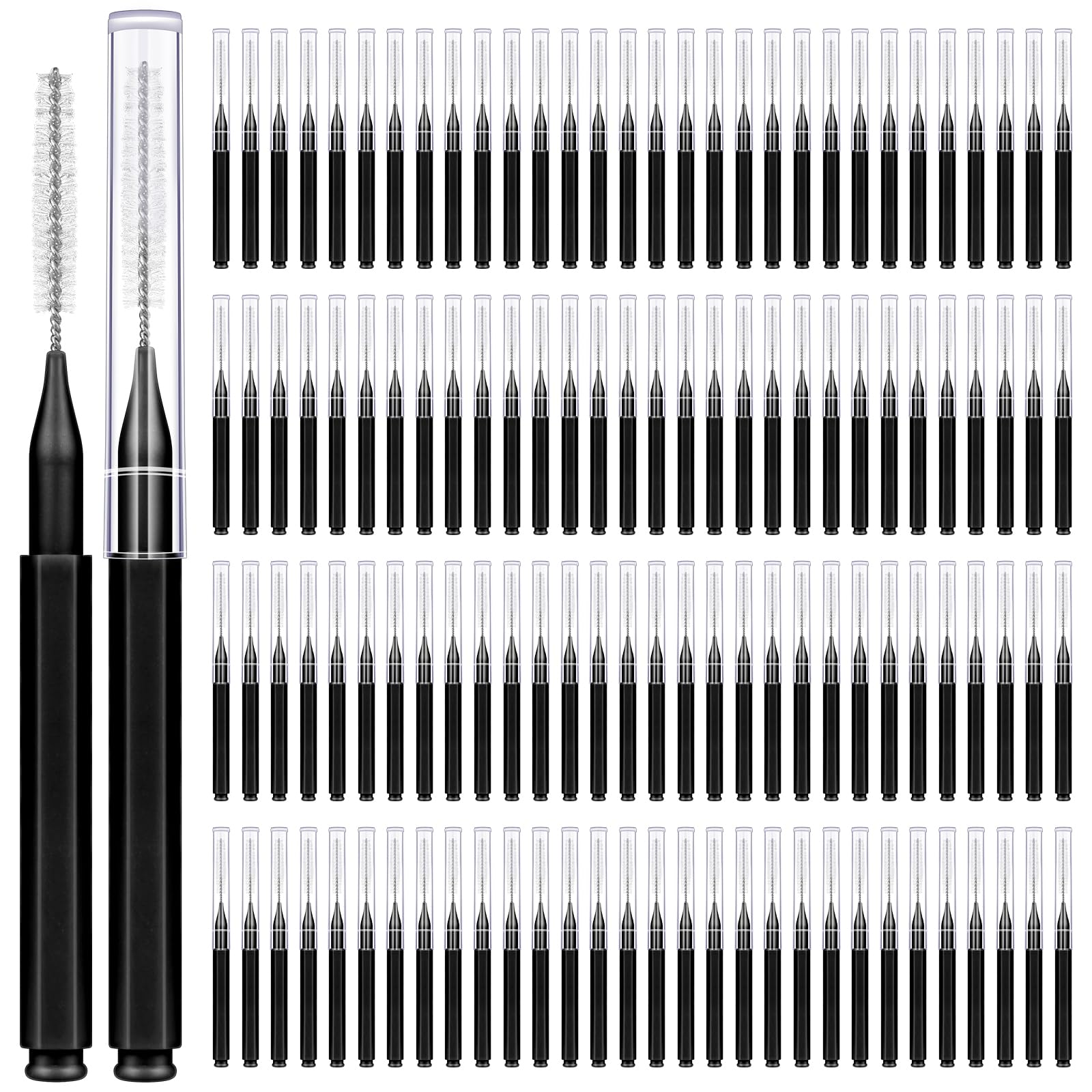 120 Pieces Interdental Brushes for Braces - Orthodontic Flossers & Toothpicks for Teeth Cleaning - Spiral Dental Brush Heads for Efficient Oral Care - Perfect for Travel, Home & Office Use (Black)