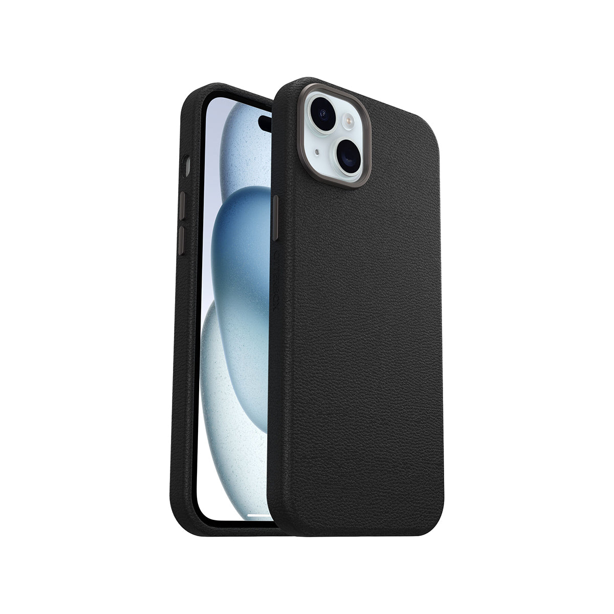 Premium OtterBox Symmetry Cactus Leather Phone Case for iPhone 15 Plus & 14 Plus - Slim Protective Cover with Vegan Leather - Perfect for Work, Travel & Everyday Use (Black)